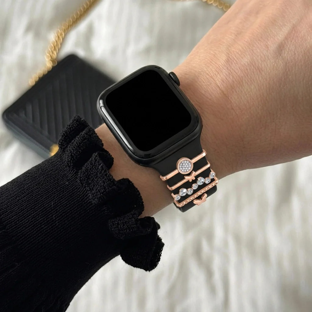 Horlogeband charm - vlinders (rosé goud)
