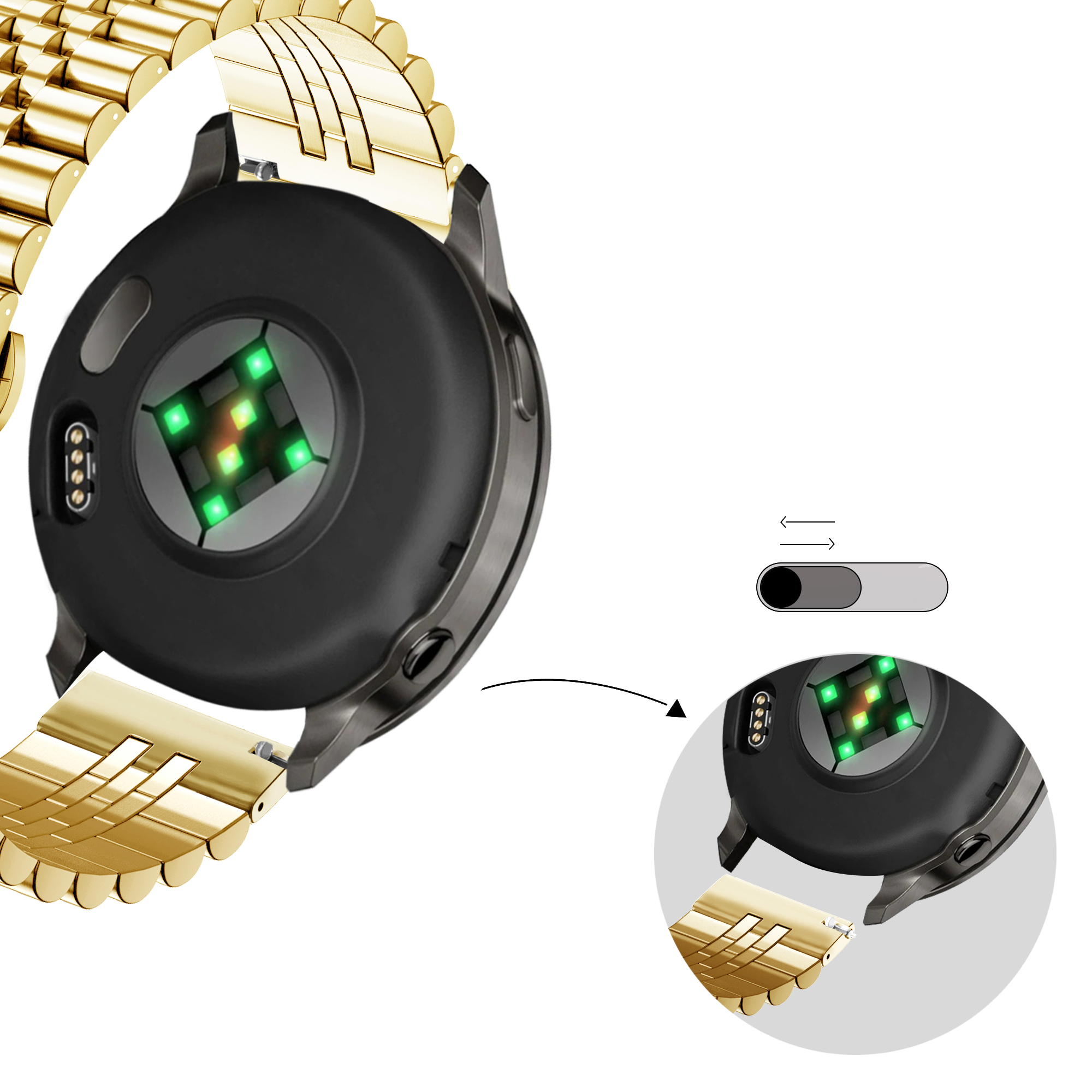 Bandz Correa acero 'Jubilee' Garmin Forerunner 255s (dorado)