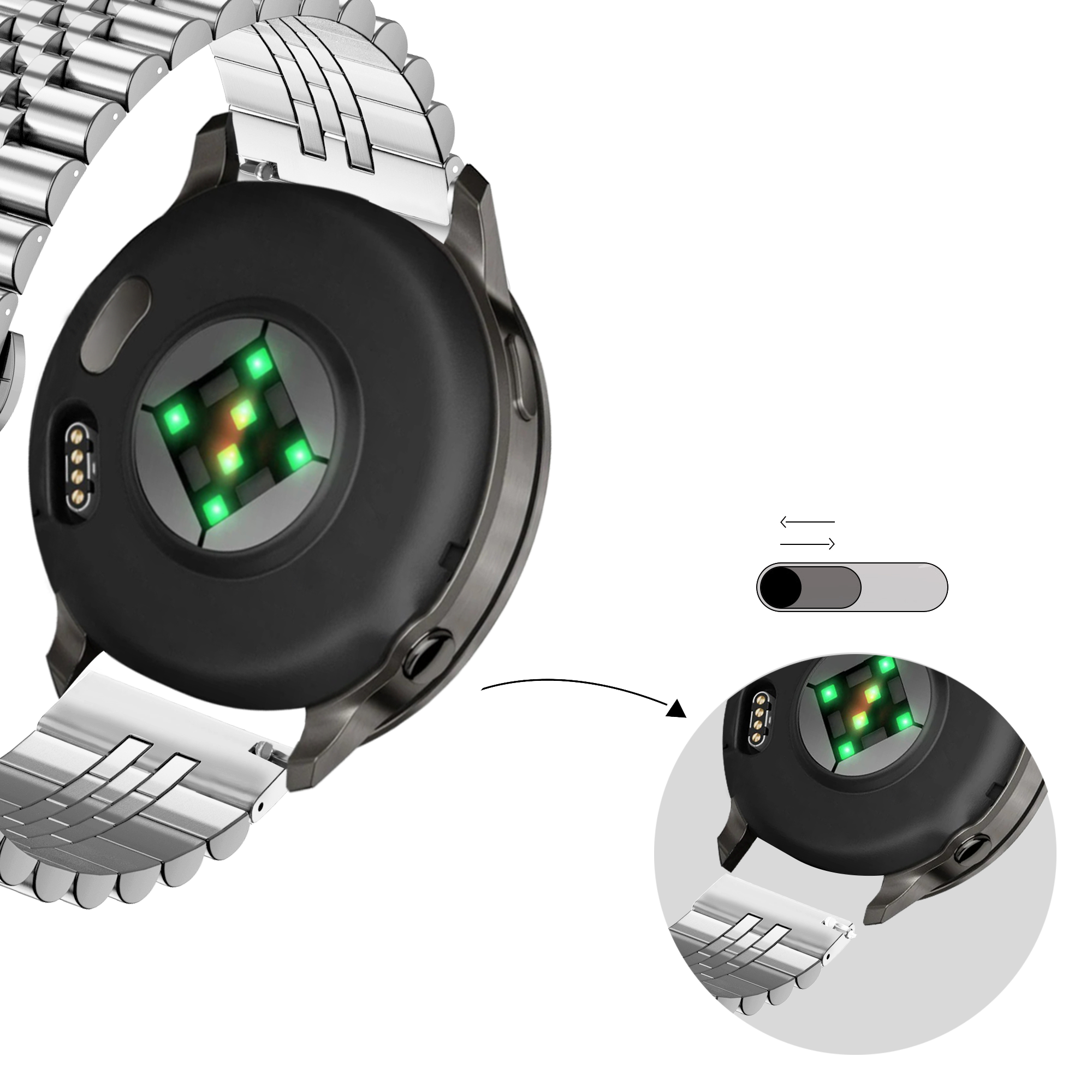 Bandz Correa acero 'Jubilee' Garmin Forerunner 255s (plateado)