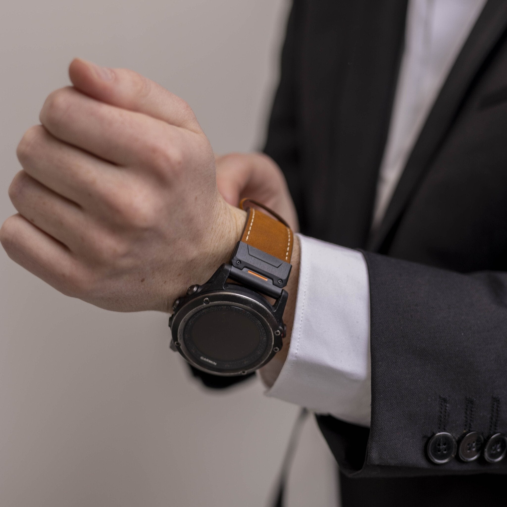 Correa cuero genuina Garmin Fenix 5 / 6 (cafe)