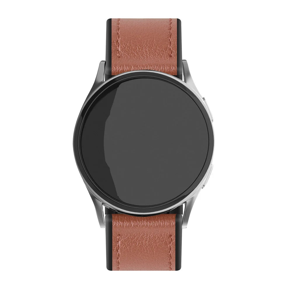 Correa reloj cuero hibrída 22mm - universal (marrón claro)