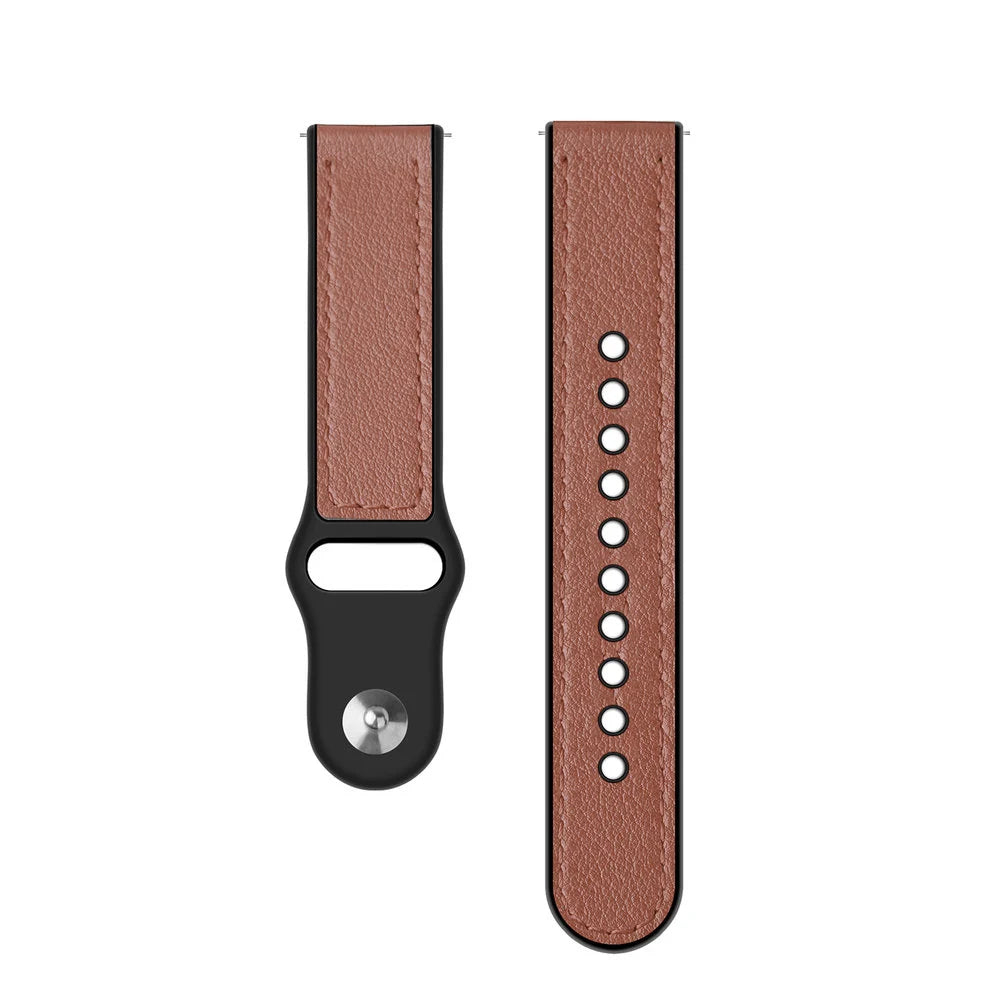 Correa reloj cuero hibrída 22mm - universal (marrón claro)