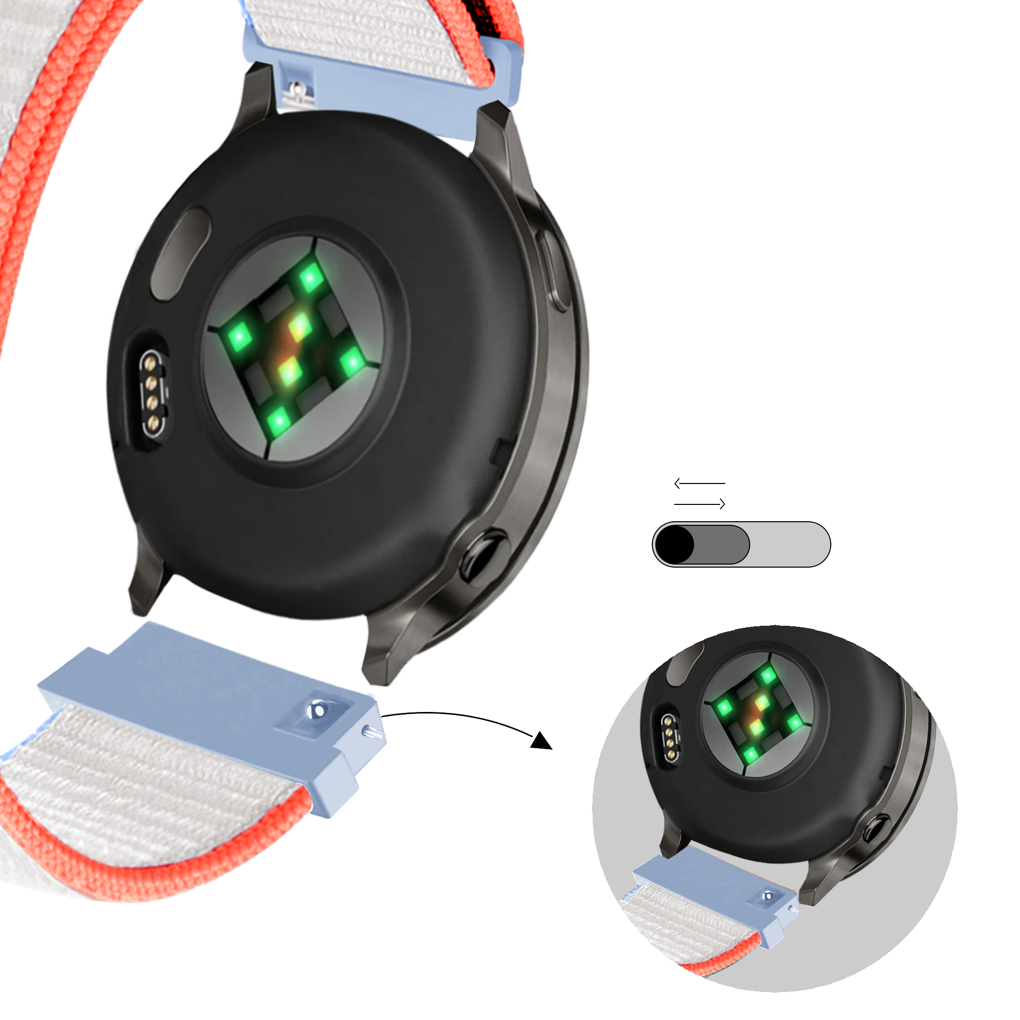 Bandz Correa nylon Loop Garmin Vivomove 3s (leche blanca)