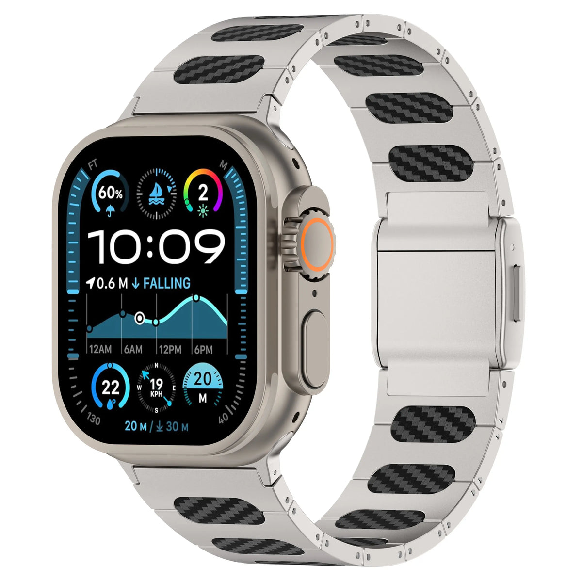 Apple Watch verfijnde stalen hybrid band (zilver/carbon)
