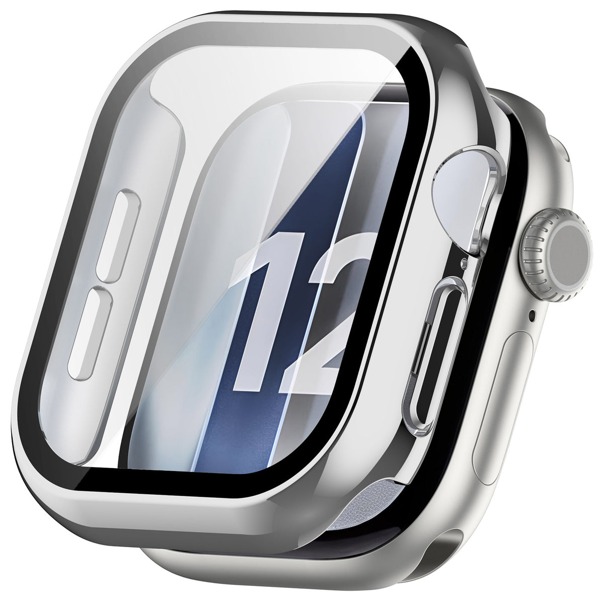 Funda rígida con cristal para Apple Watch 12 - 42mm (plata)