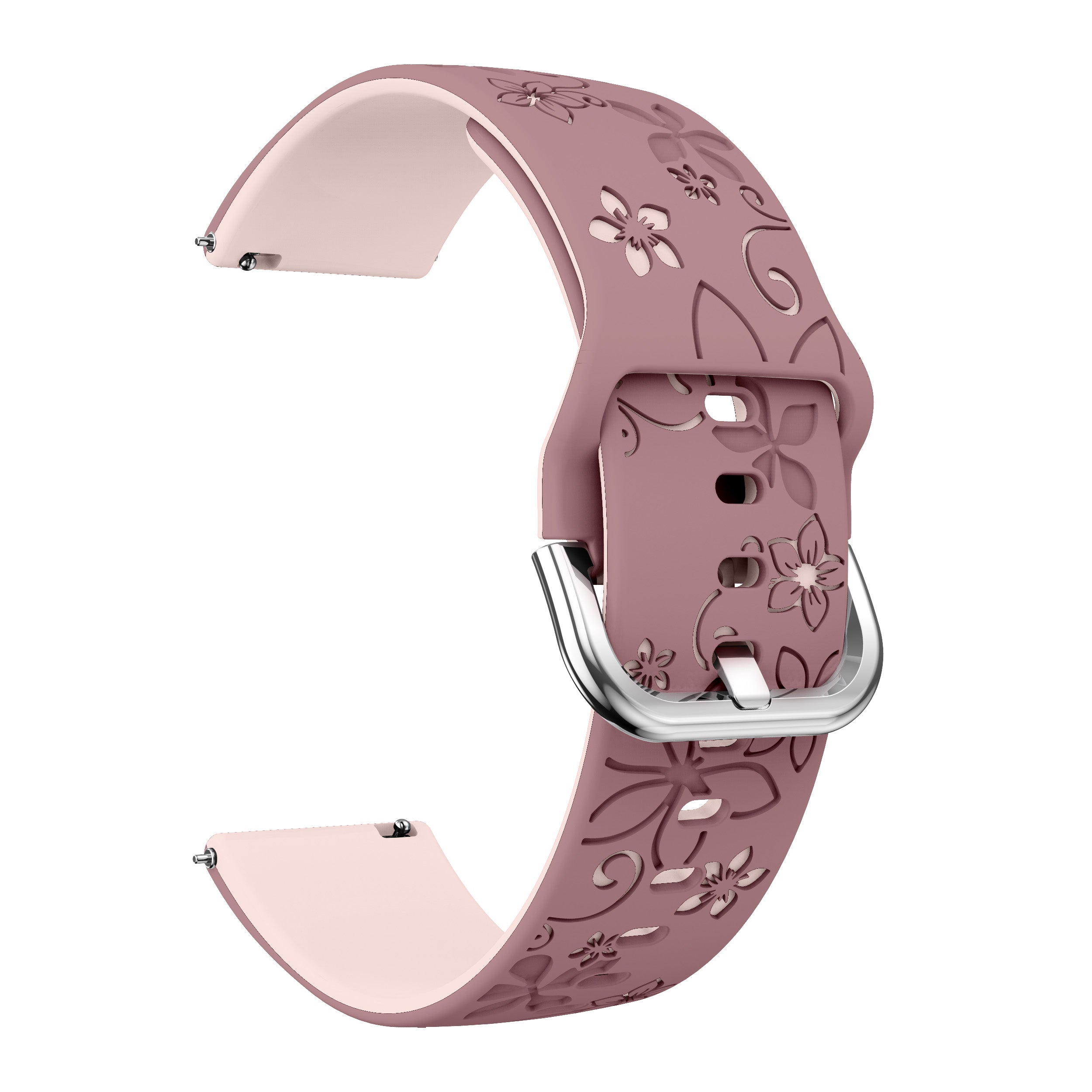 Samsung Galaxy Watch FE Flower Silicone Strap (Smoke Purple/Light Pink)
