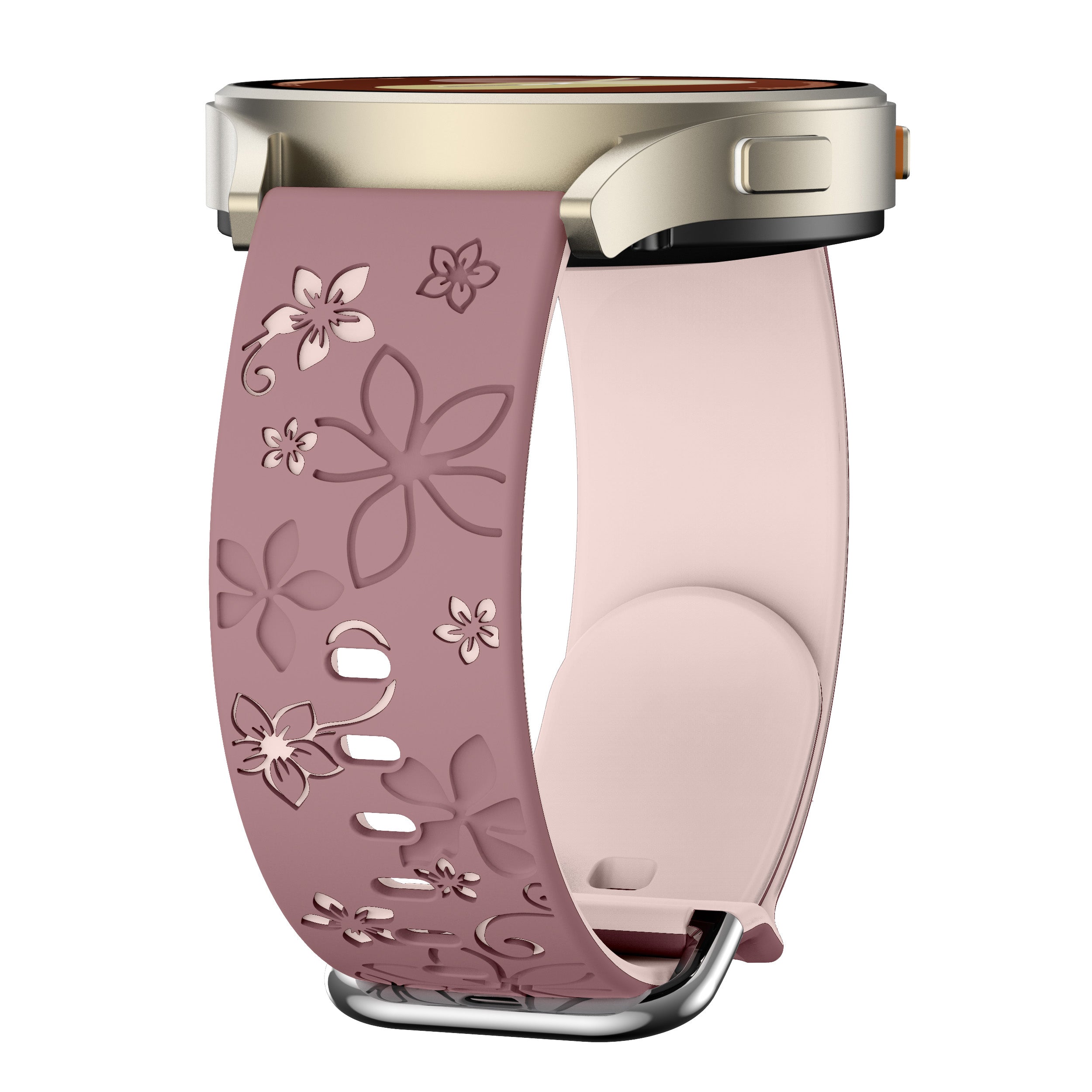 Samsung Galaxy Watch FE Flower Silicone Strap (Smoke Purple/Light Pink)