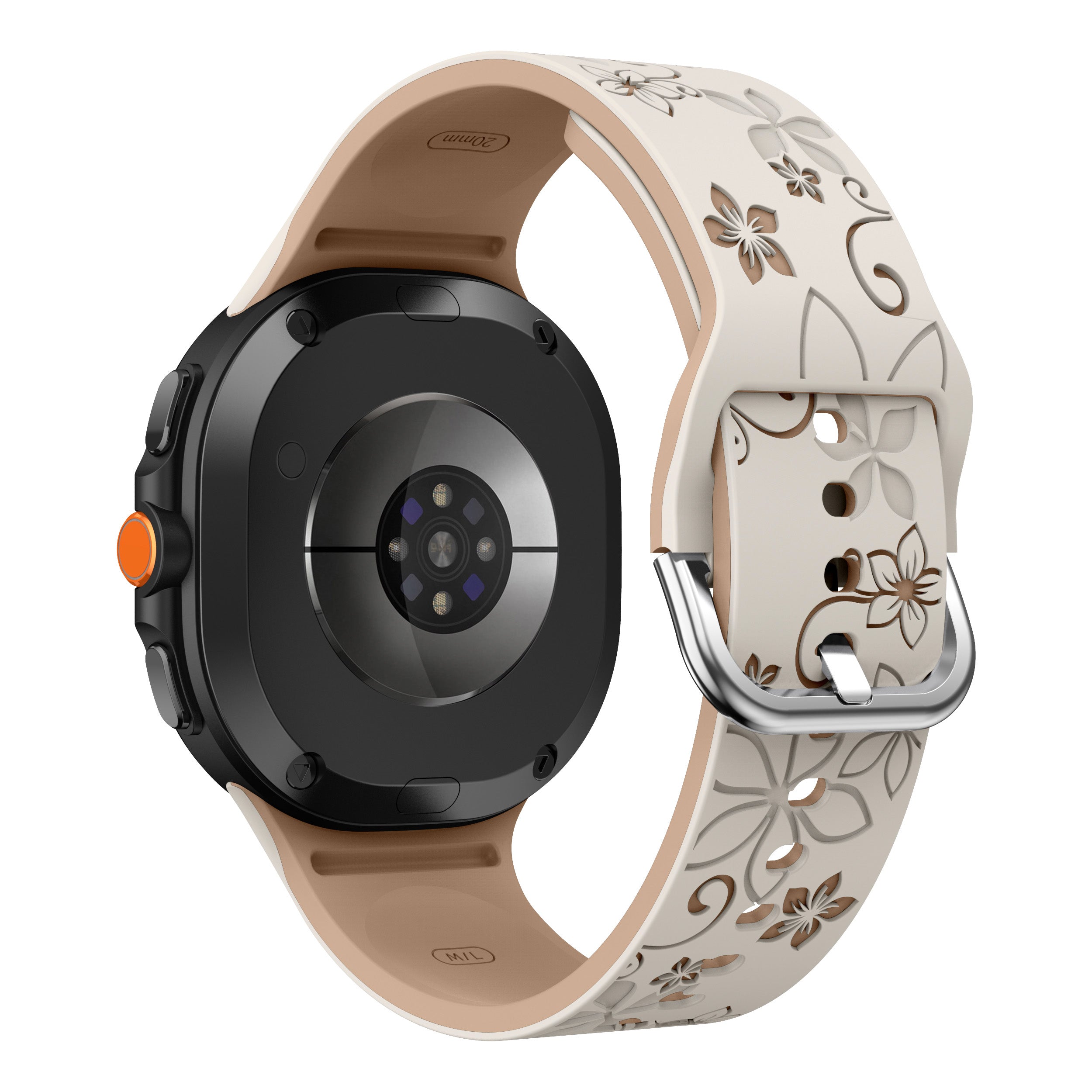 Samsung Galaxy Watch 8 - 44mm Flower Silicone Strap (Starlight/Beige)