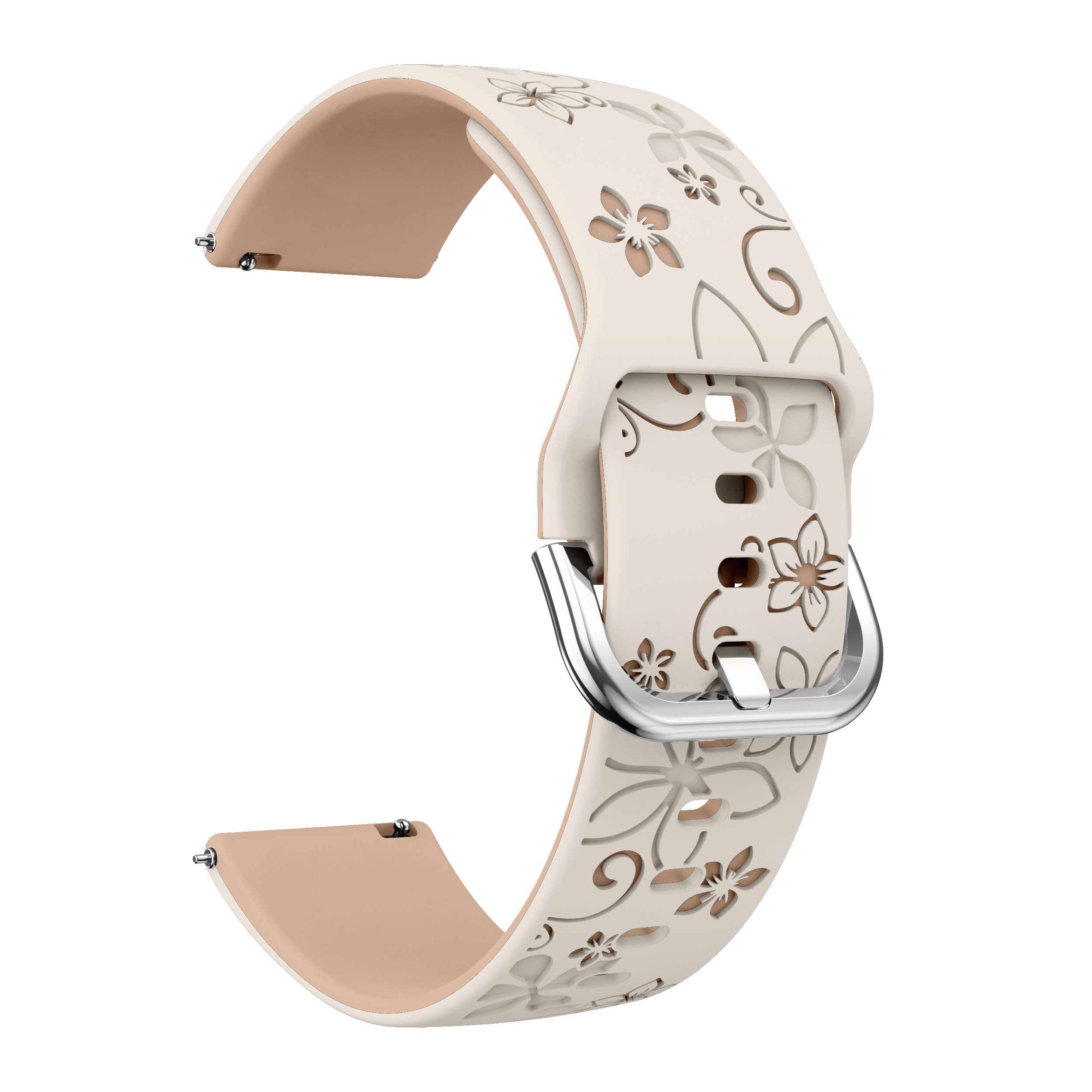 Samsung Galaxy Watch FE Flower Silicone Strap (Starlight/Beige)