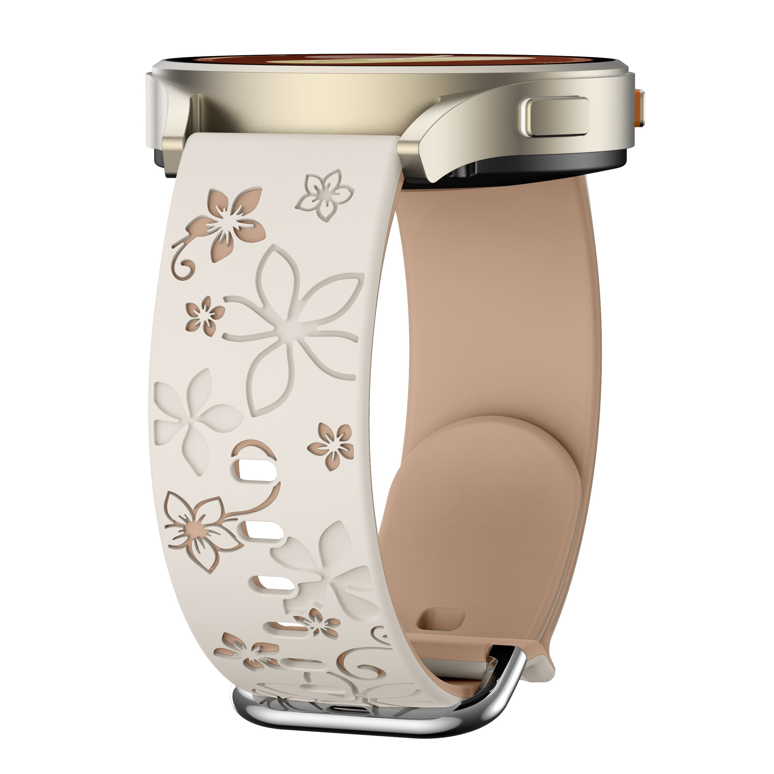 Samsung Galaxy Watch FE Flower Silicone Strap (Starlight/Beige)