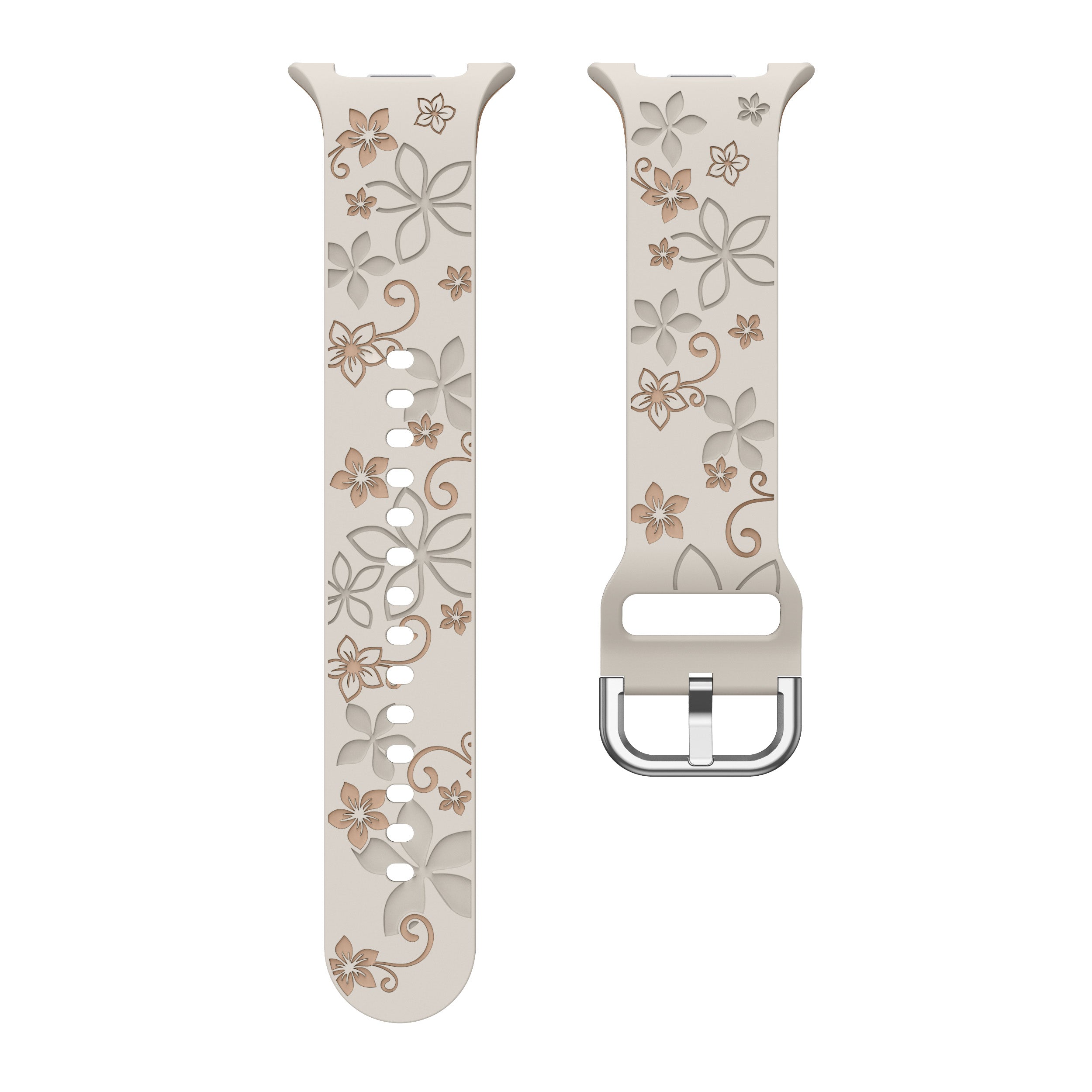 Samsung Galaxy Watch 8 - 44mm Flower Silicone Strap (Starlight/Beige)