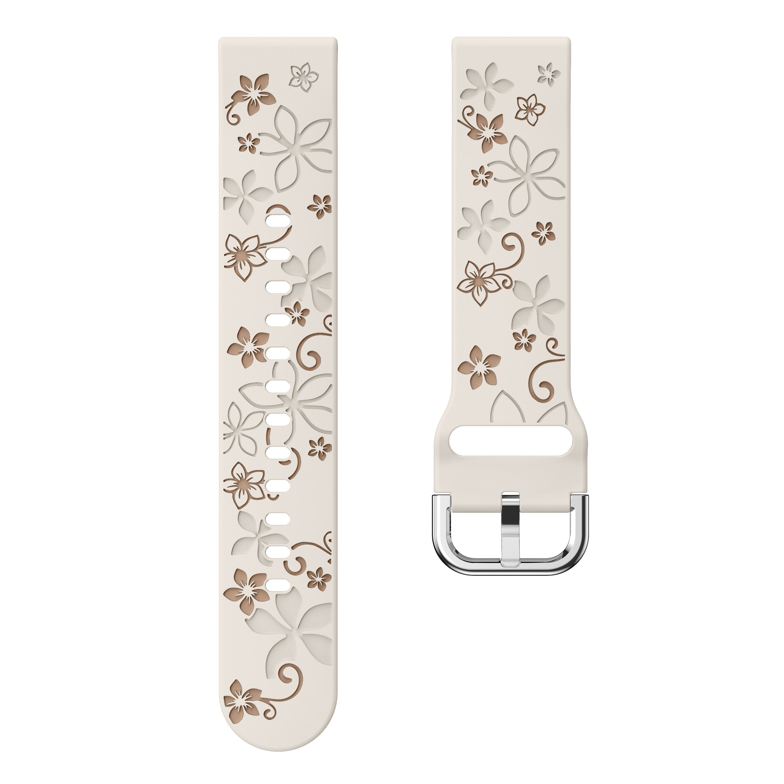 Samsung Galaxy Watch FE Flower Silicone Strap (Starlight/Beige)
