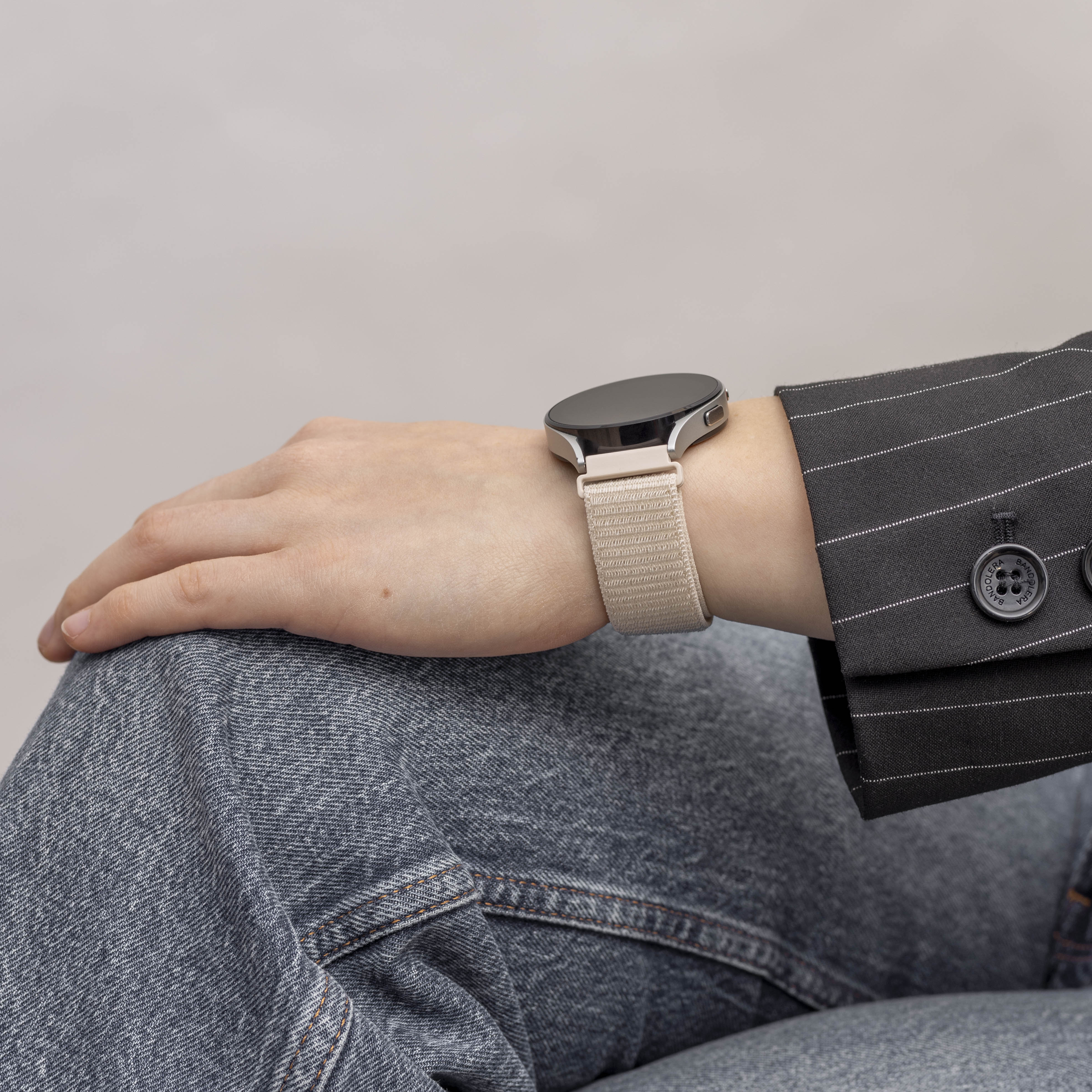 Correa nylon Garmin Vivomove 3s band (blanco estrella)