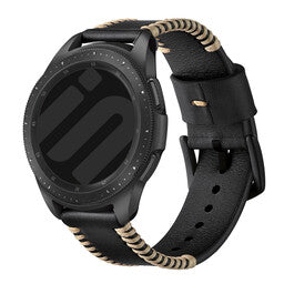 Samsung Gear S3 Stitched Lederarmband (Schwarz)