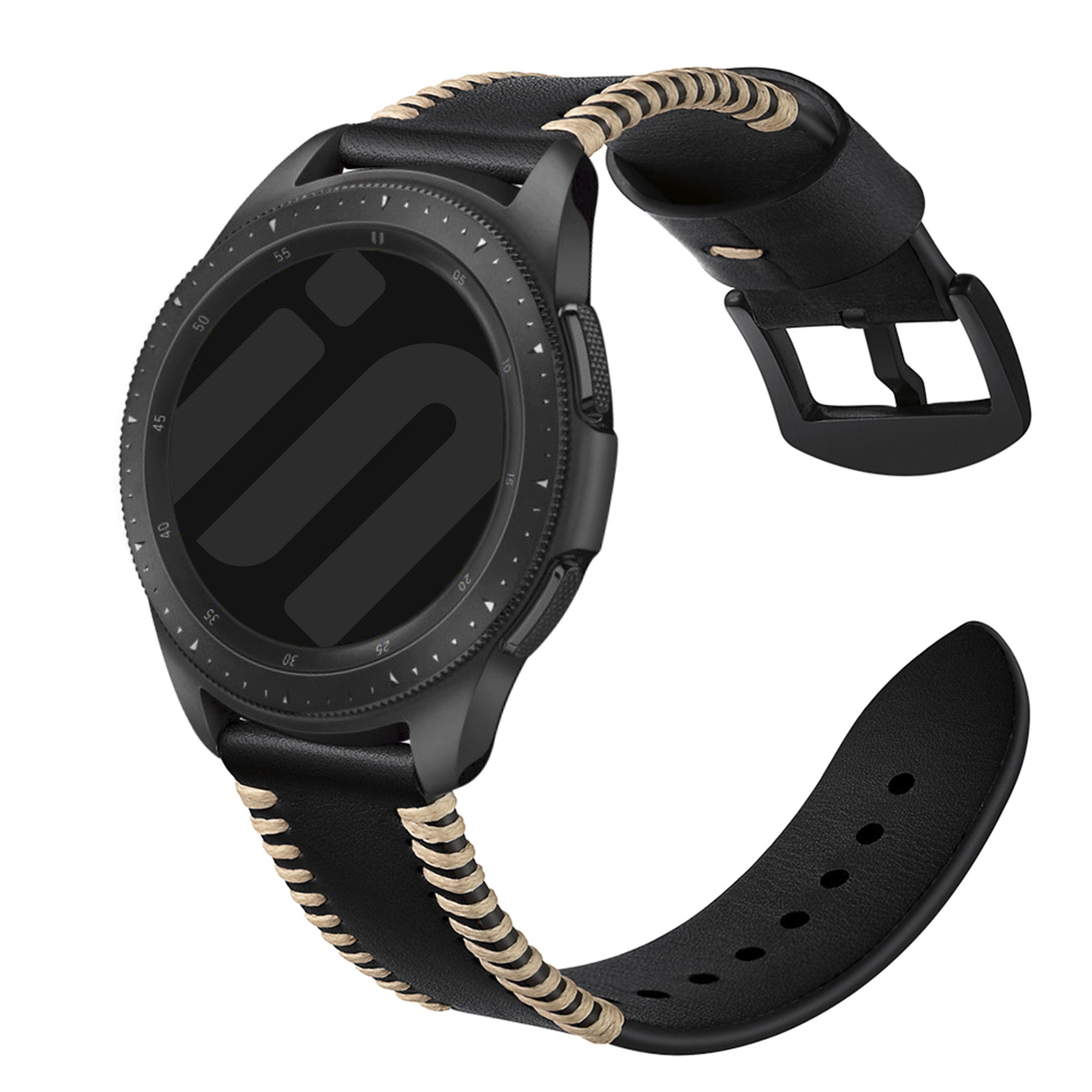 Samsung Galaxy Watch Active Stitched Lederarmband (Schwarz)