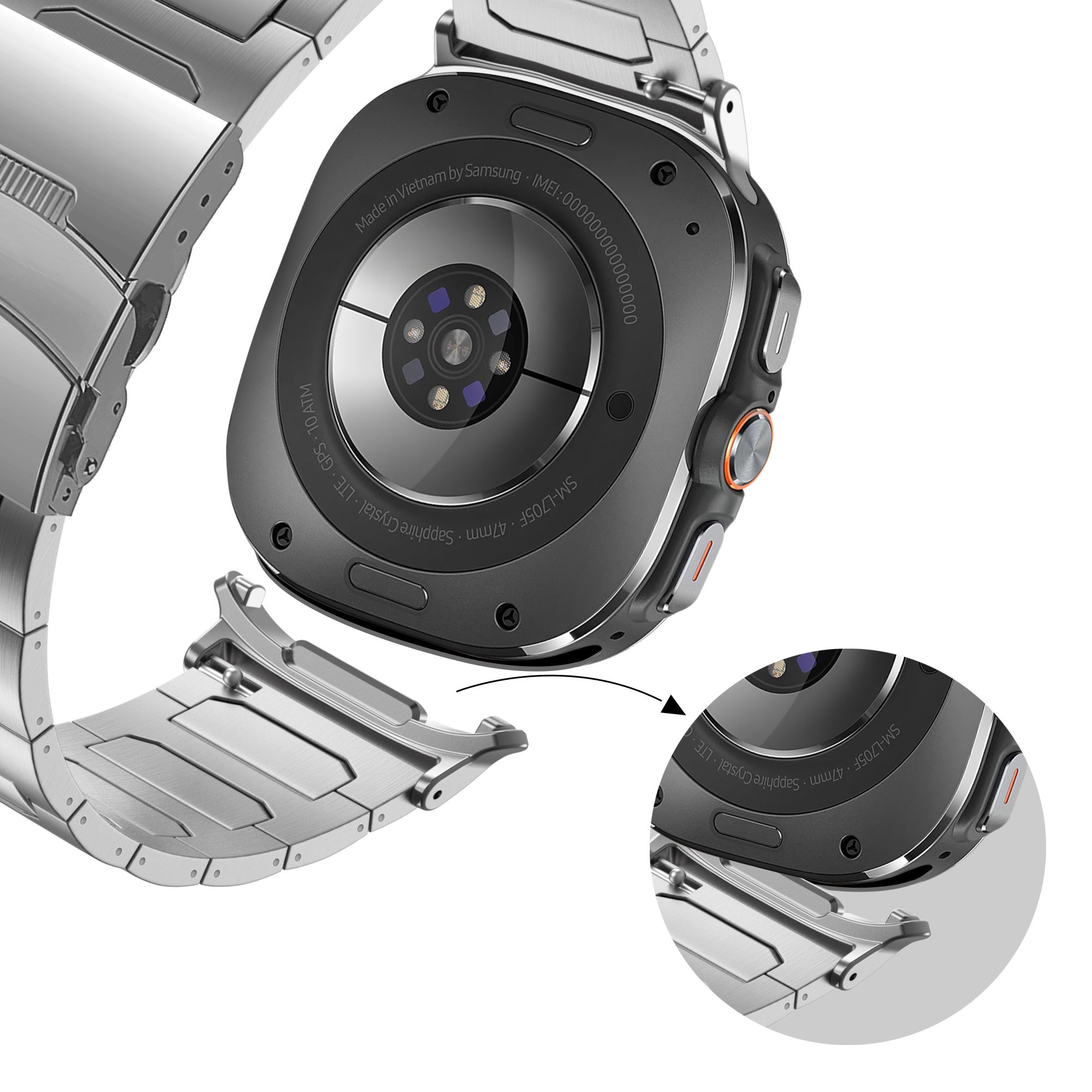 Bandz Samsung Galaxy Watch Ultra Titan Armband 'Deluxe' (Silber)