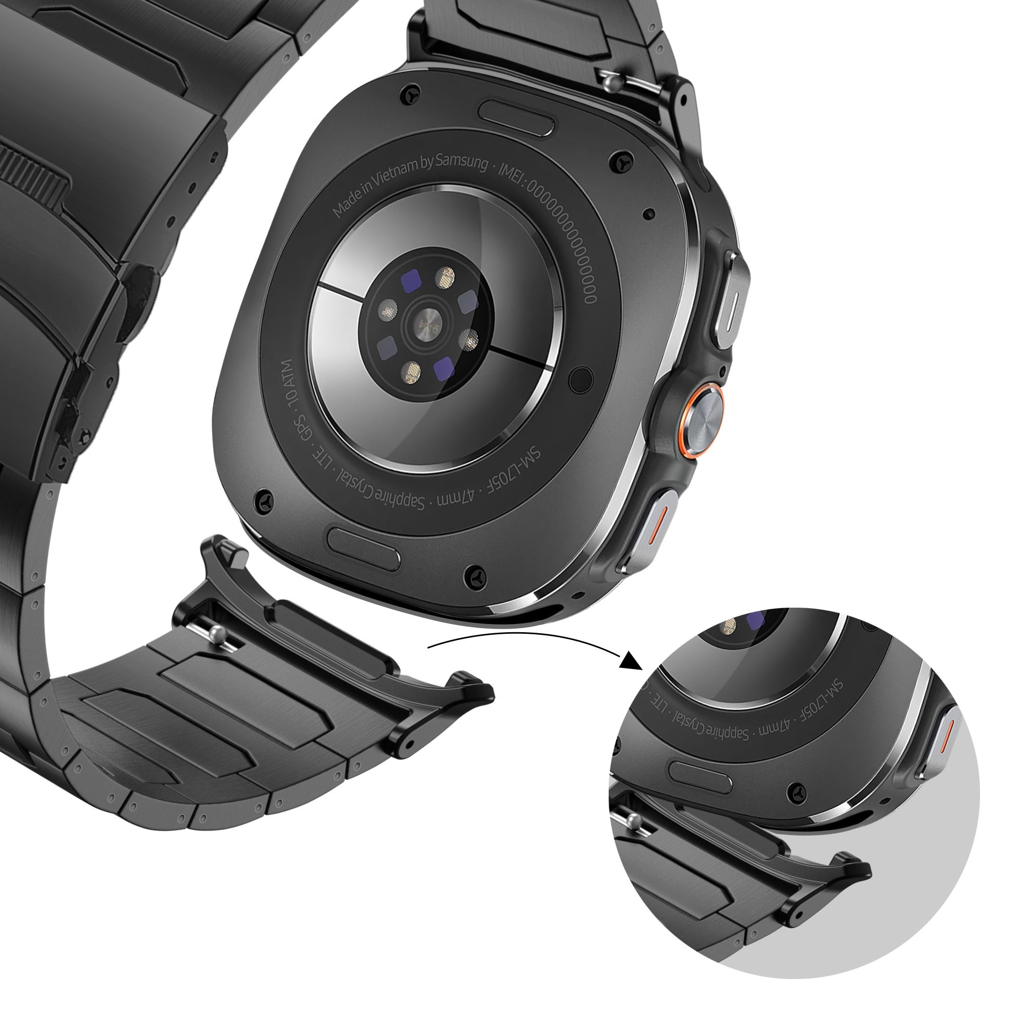 Bandz Samsung Galaxy Watch Ultra Titanium Strap 'Deluxe' (Black)