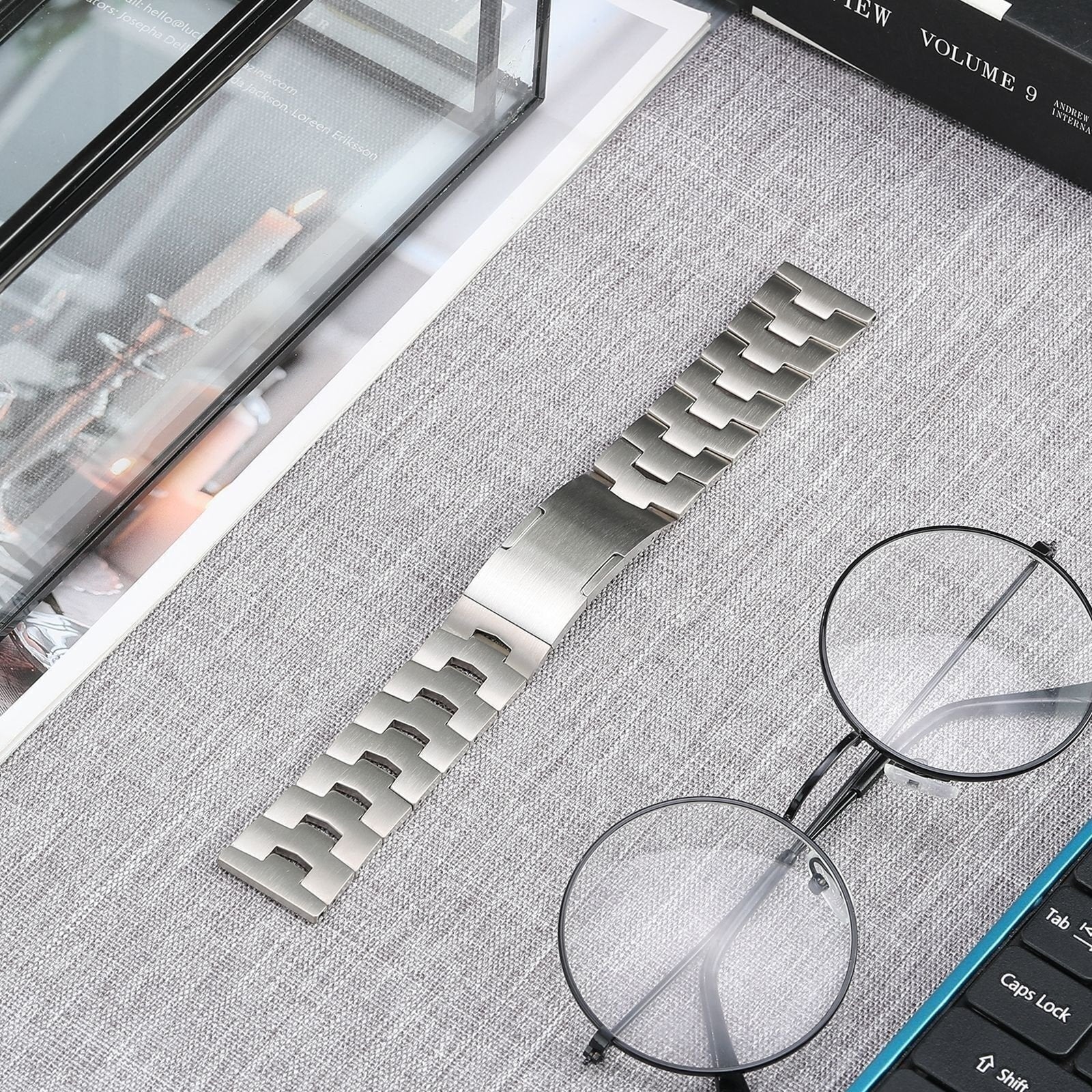 Huawei Watch GT 5 Pro - 46mm Titan-Grain-Armband (flacher Verschluss) (Silber)