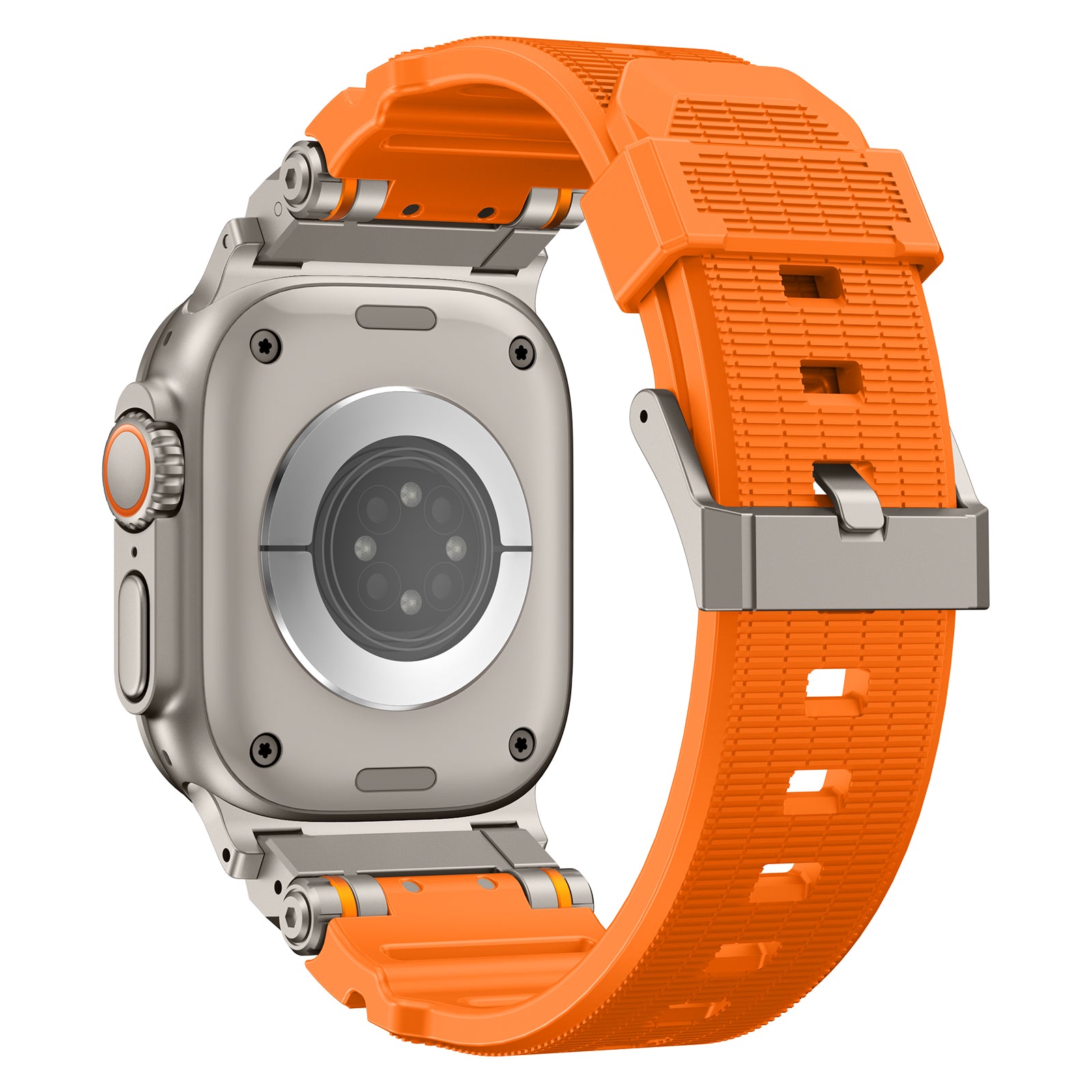 Apple Watch 'Adventurer' Silicone Strap (Orange with Titanium)