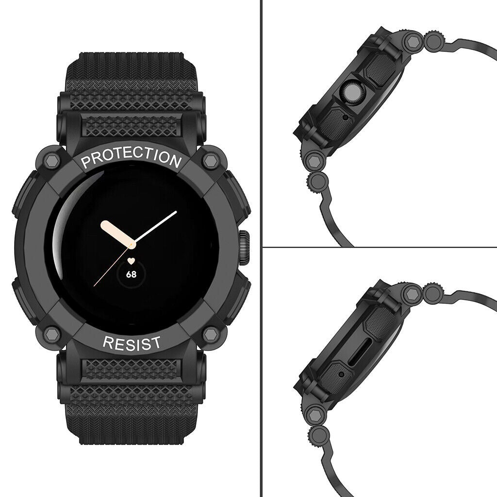 Google Pixel Watch 4 - 41mm TPU Armband mit integrierter Hülle (Schwarz)