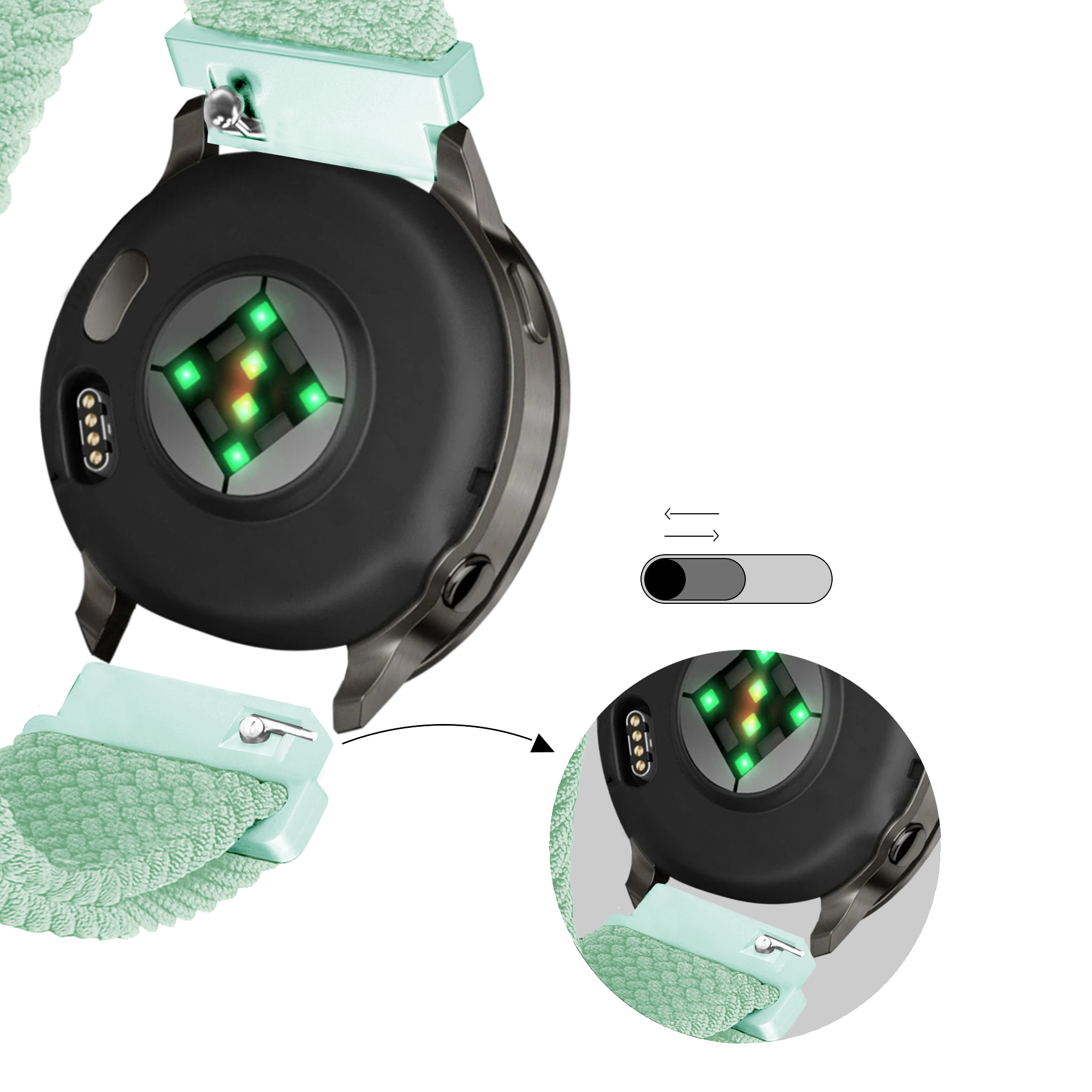 Bandz Correa trenzada ajustable Garmin Venu 3s (turquesa)