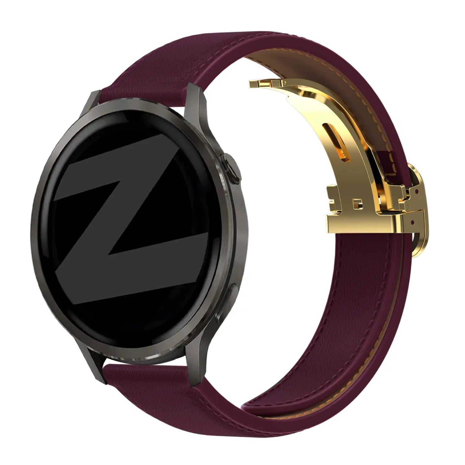 Bandz Amazfit Cheetah 2 Pro Lederen band 'D-Type' (wijnrood)