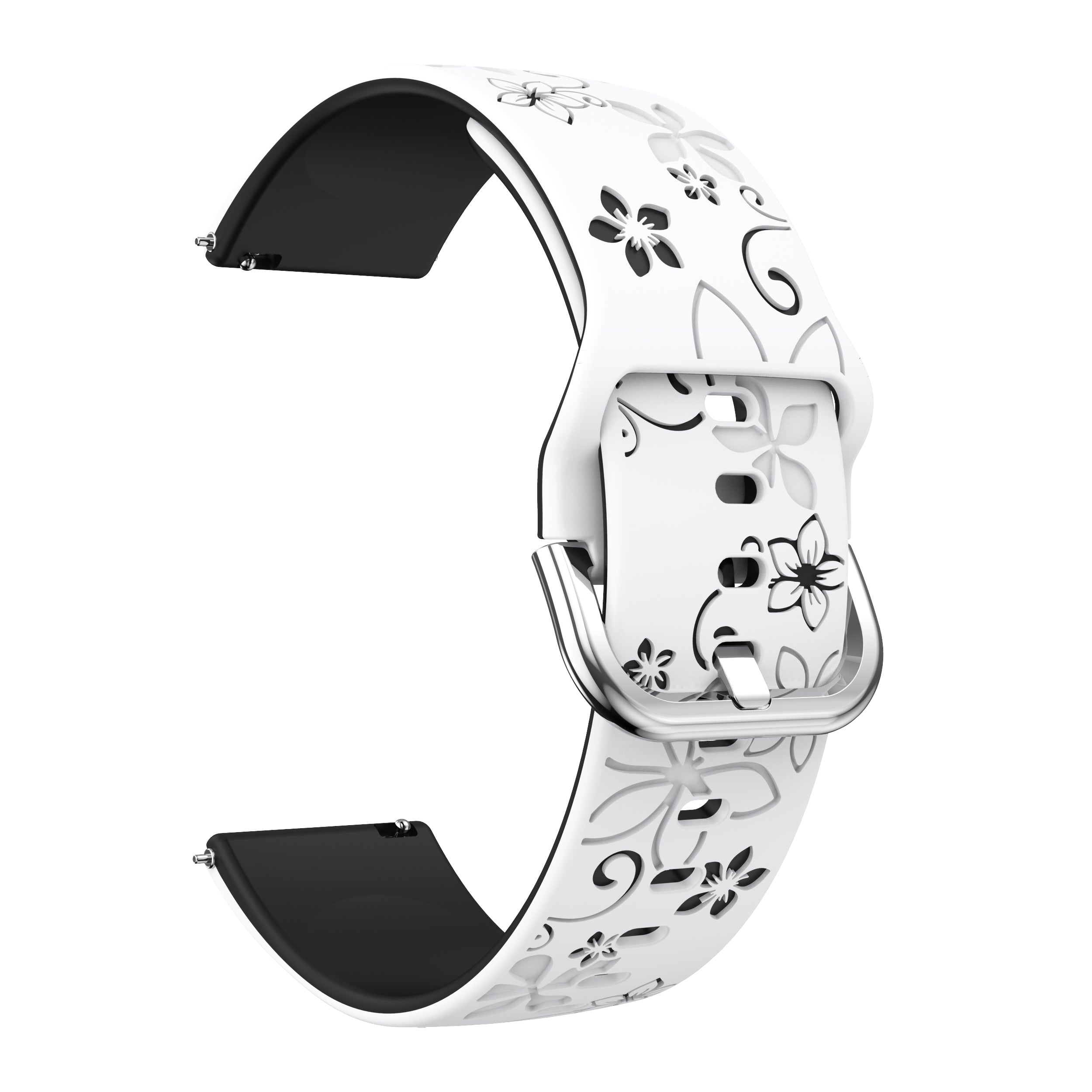 Samsung Galaxy Watch FE Flower Silicone Strap (White/Black)