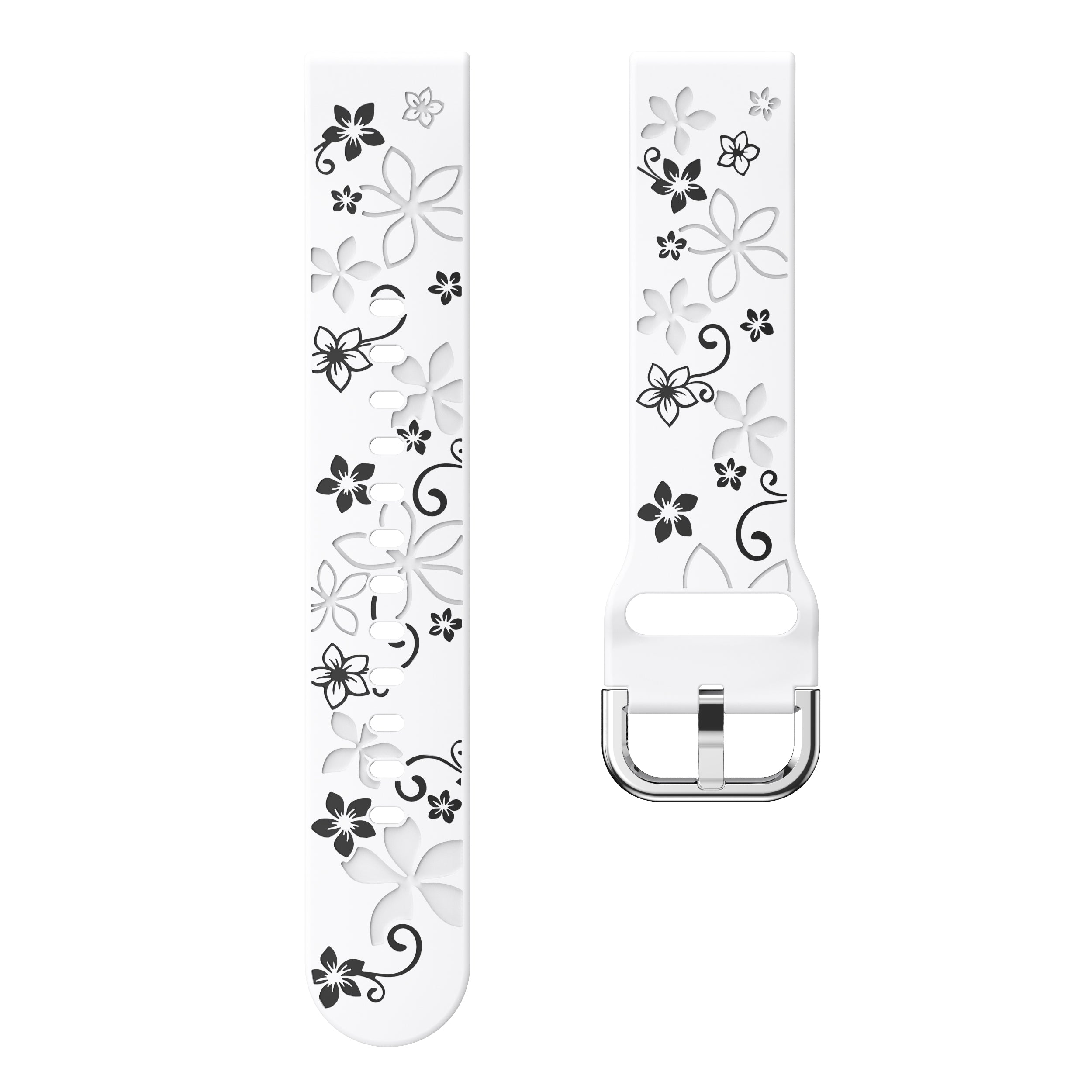 Samsung Galaxy Watch FE Flower Silicone Strap (White/Black)