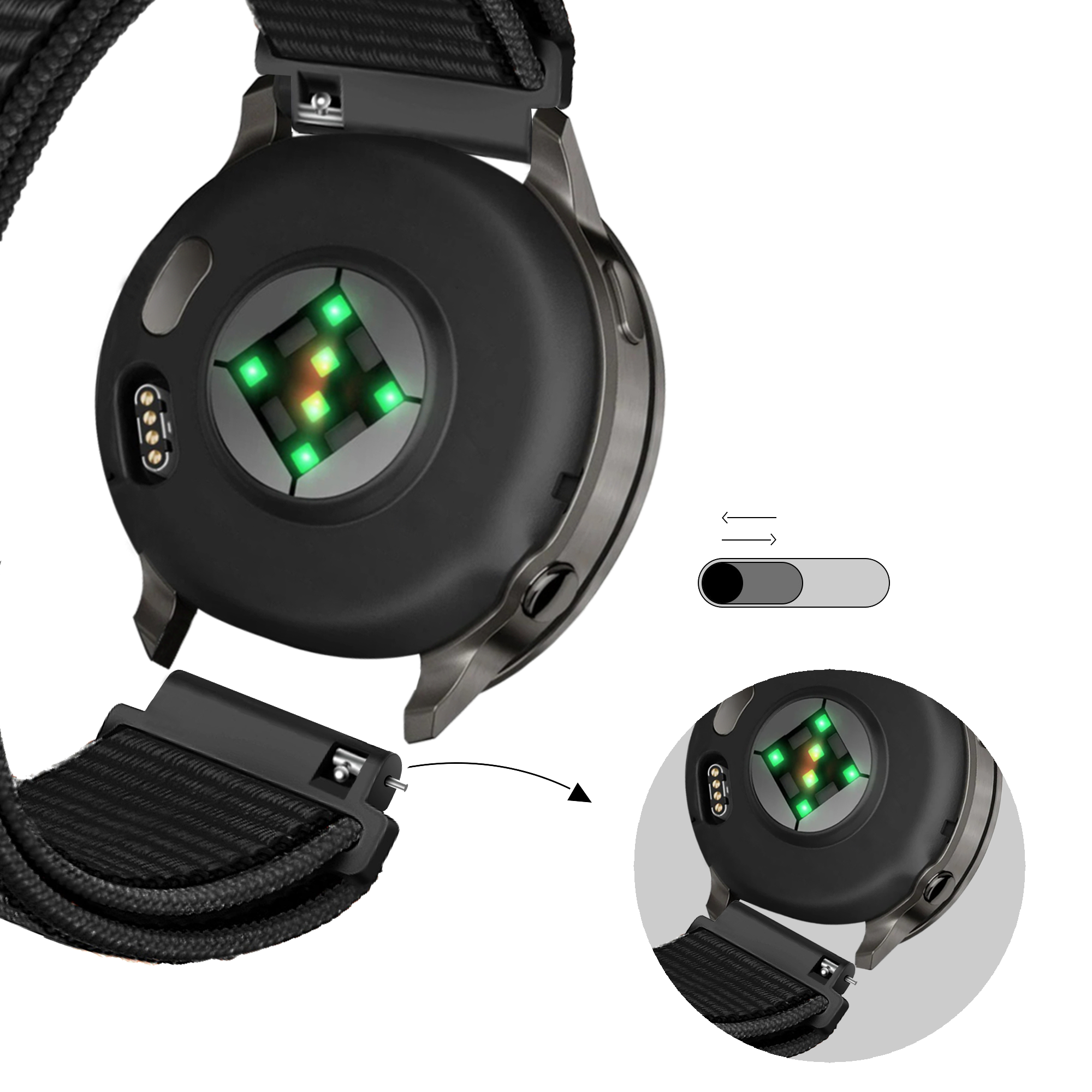 Bandz Garmin Venu 2s Nylon Loop Strap (Black)