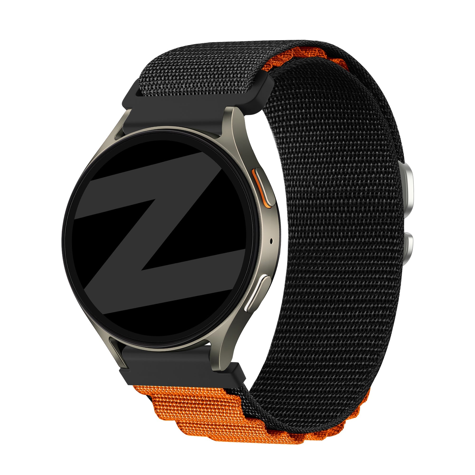 Bandz Amazfit Active 2 Alpine Nylonarmband (Schwarz/Orange)