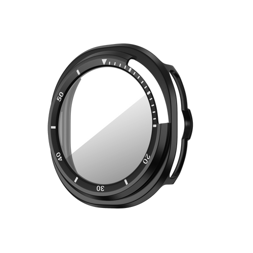 Bandz Samsung Galaxy Watch 8 Classic bezel hoesje met glas (zwart/wit)