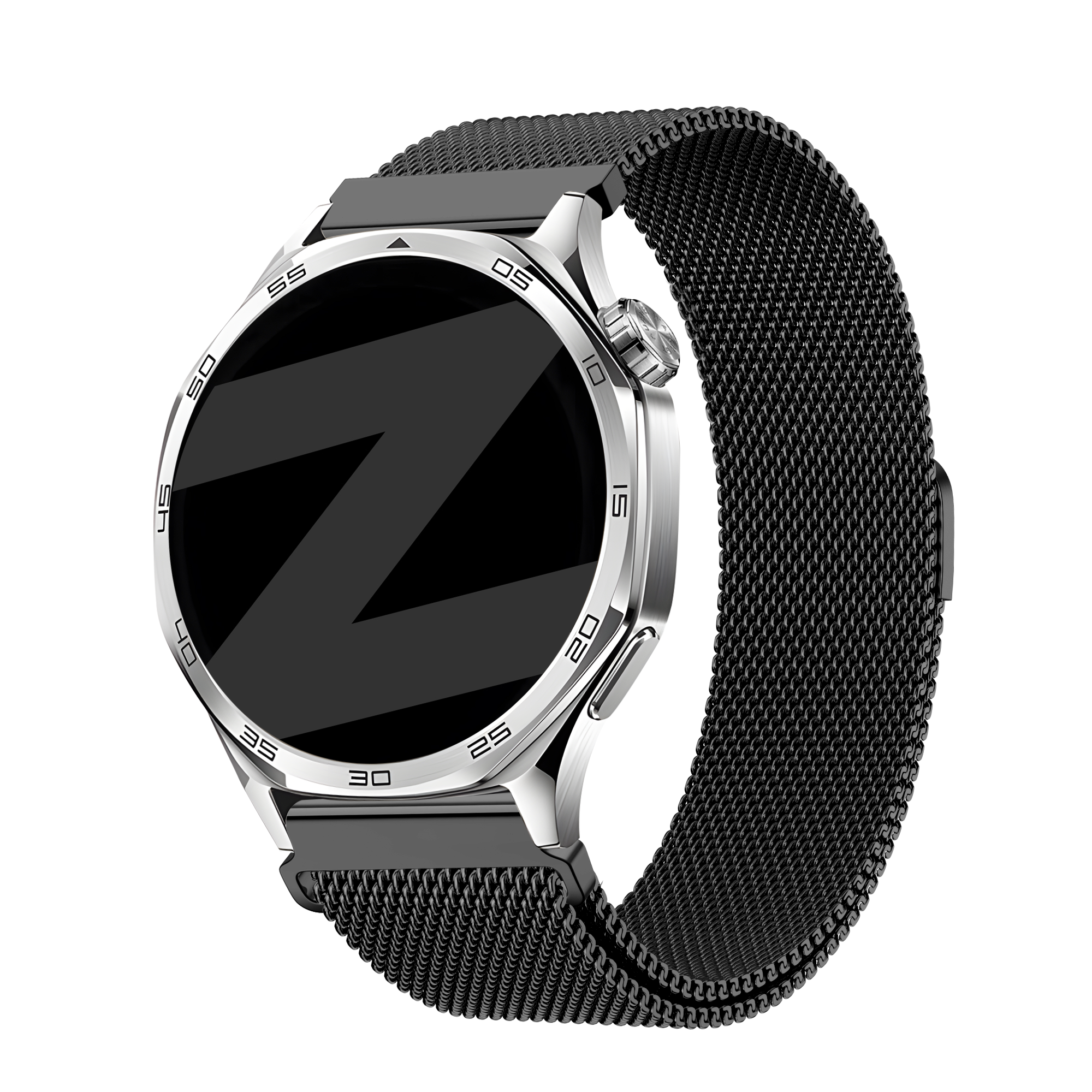 Bandz Coros Apex 46mm 'One Push' Milanese Strap (Black)