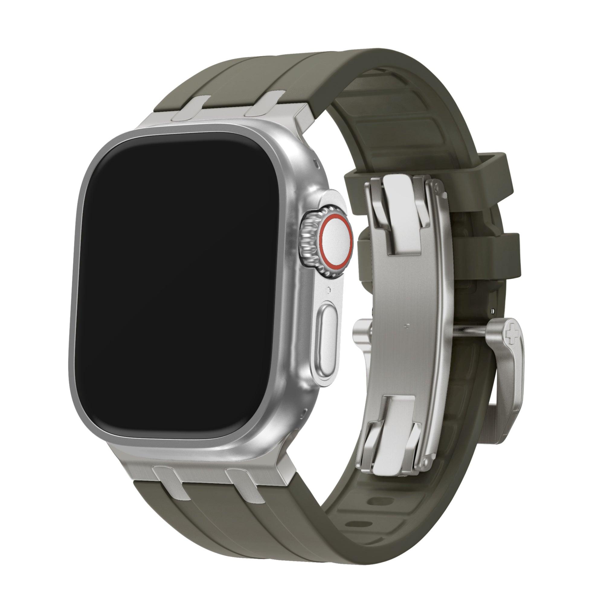 BALR. Apple Watch Ultra Liquid Silicone Strap (Brown/Titanium)