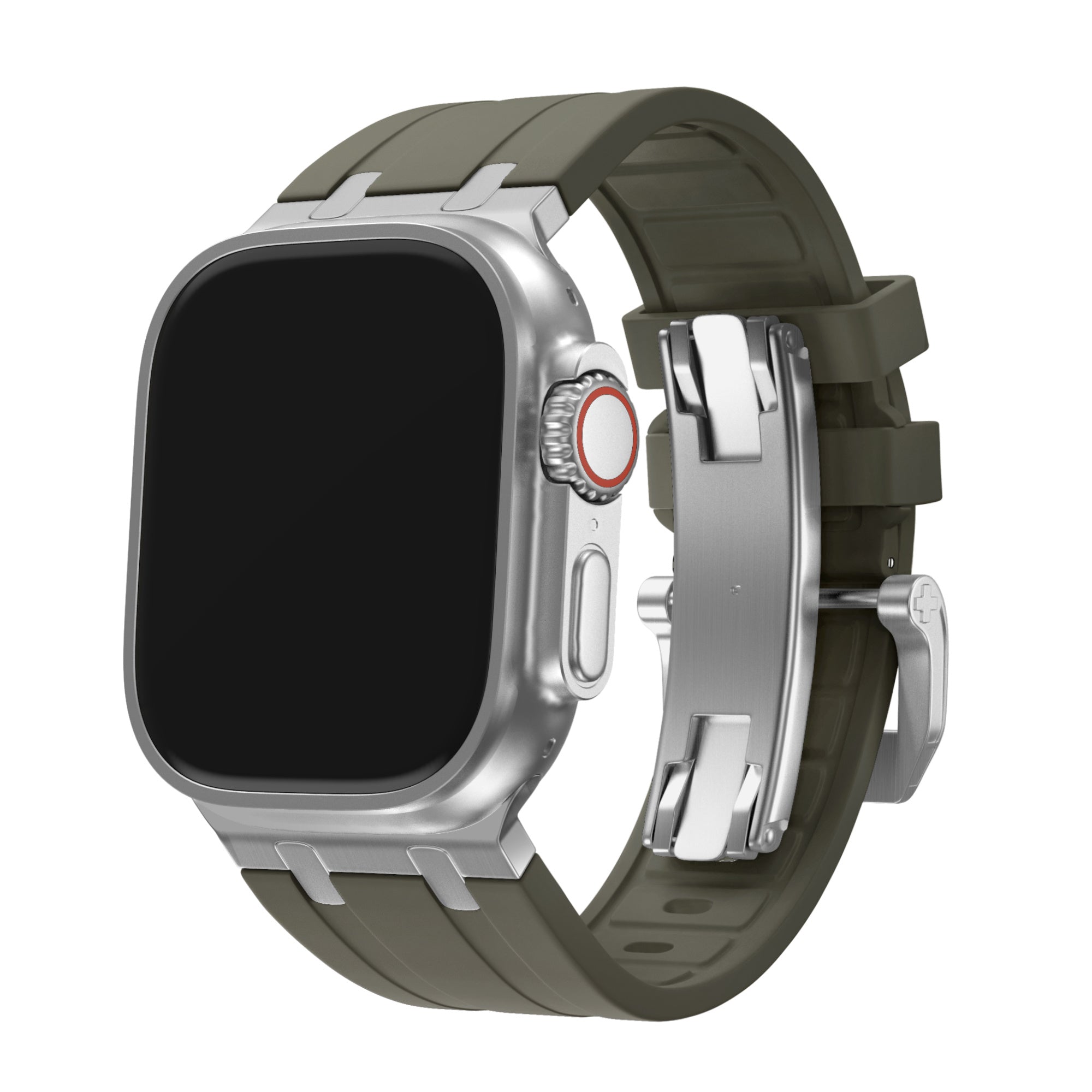 BALR. Apple Watch Ultra Liquid Silicone Strap (Brown/Silver)