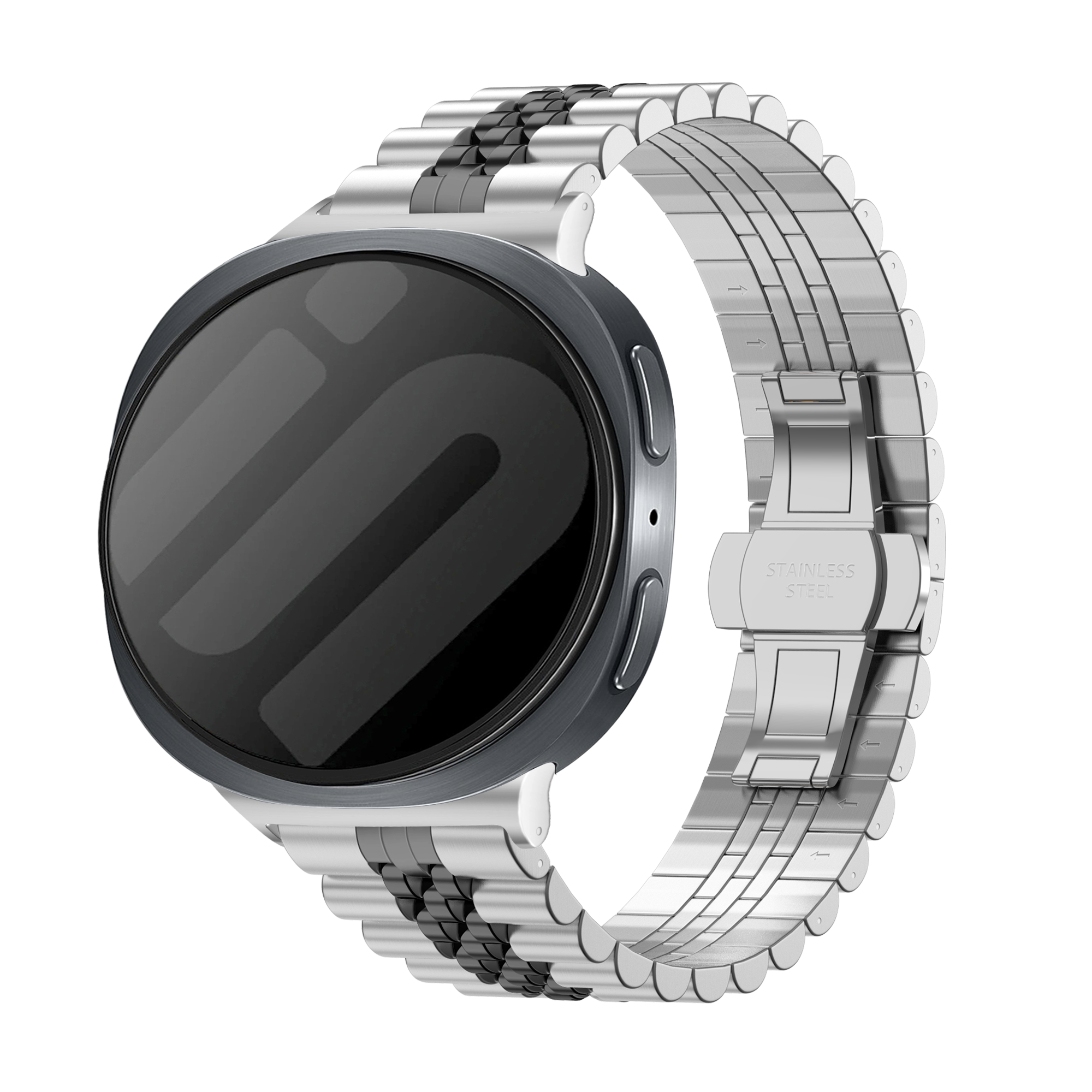 Samsung Galaxy Watch 8 - 44mm Jubilee Stahlarmband (Silber/Schwarz)