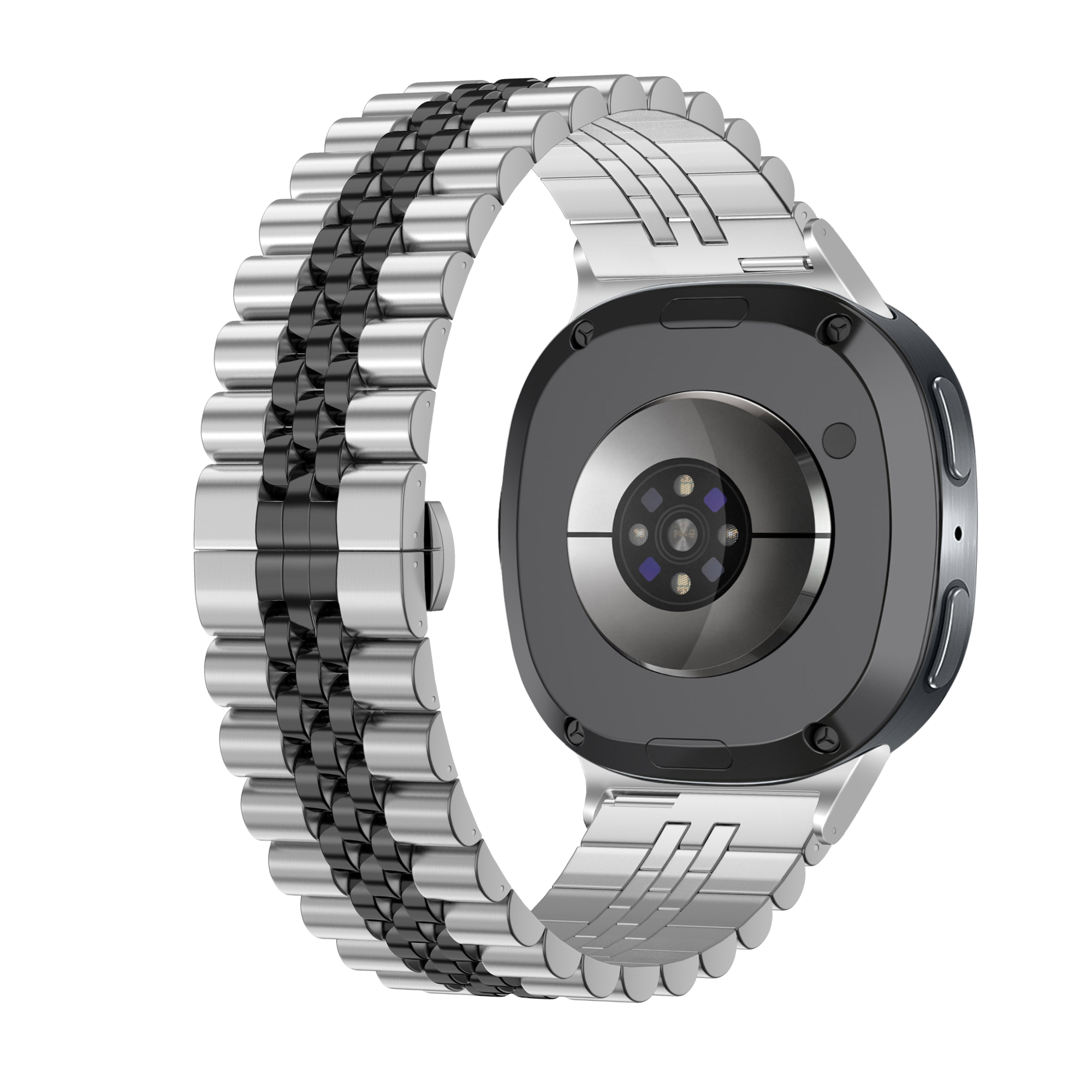 Samsung Galaxy Watch 8 - 44mm Jubilee Stahlarmband (Silber/Schwarz)