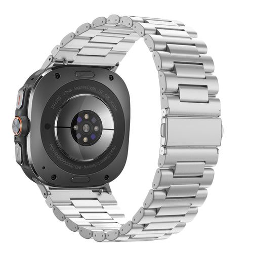 Bandz Samsung Galaxy Watch Ultra stalen schakel band 'Deluxe' (zilver)