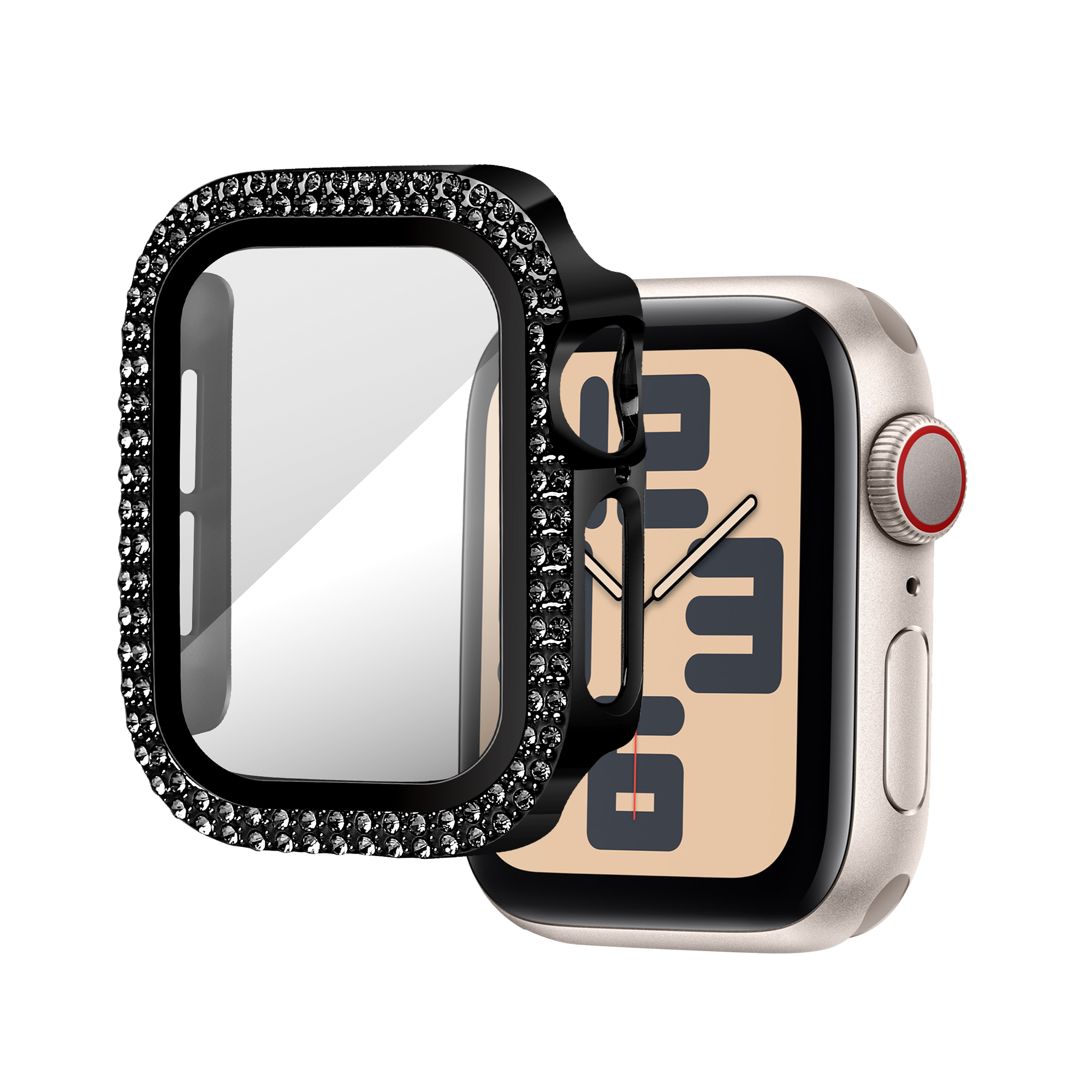 Bandz Funda diamante con vidrio Apple Watch 10 - 42mm (negro)