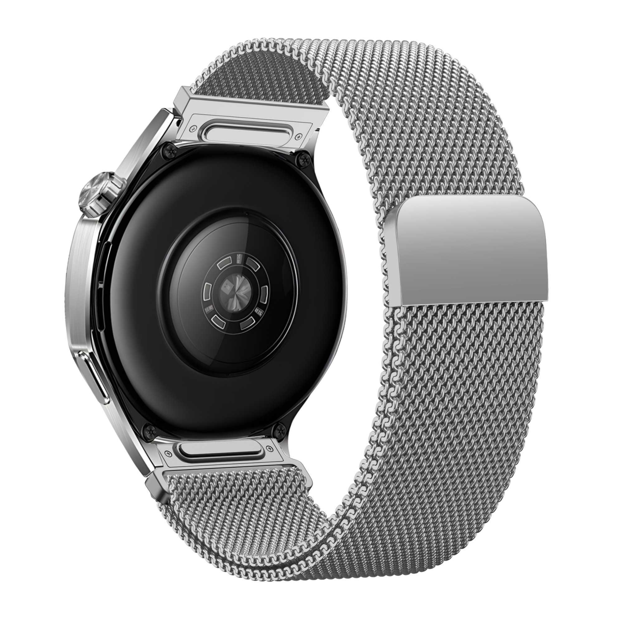 Bandz Coros Apex 46mm 'One Push' Milanese Strap (Silver)