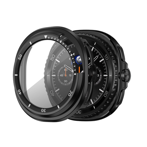 Bandz Samsung Galaxy Watch 8 Classic bezel hoesje met glas (zwart/wit)