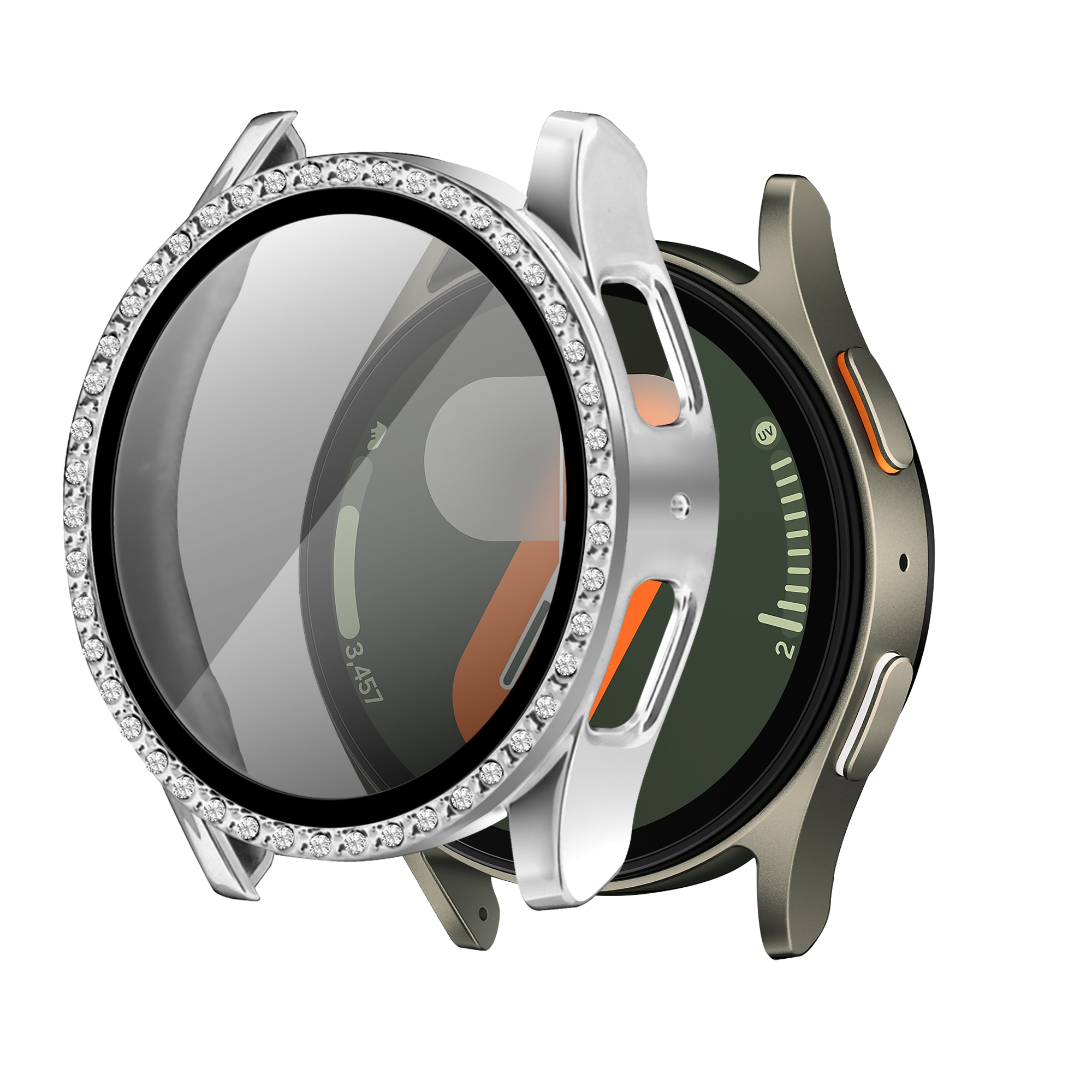 Funda diamante con vidrio Samsung Galaxy Watch 7 - 40mm (plateado)