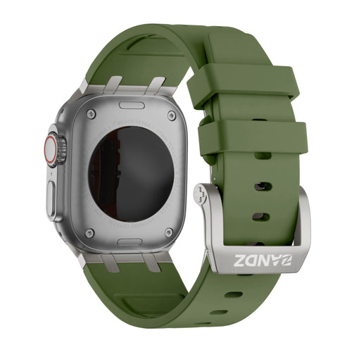 Bandz Bracelet silicone 'Luxe Liquid' Apple Watch Ultra (vert avec titane)