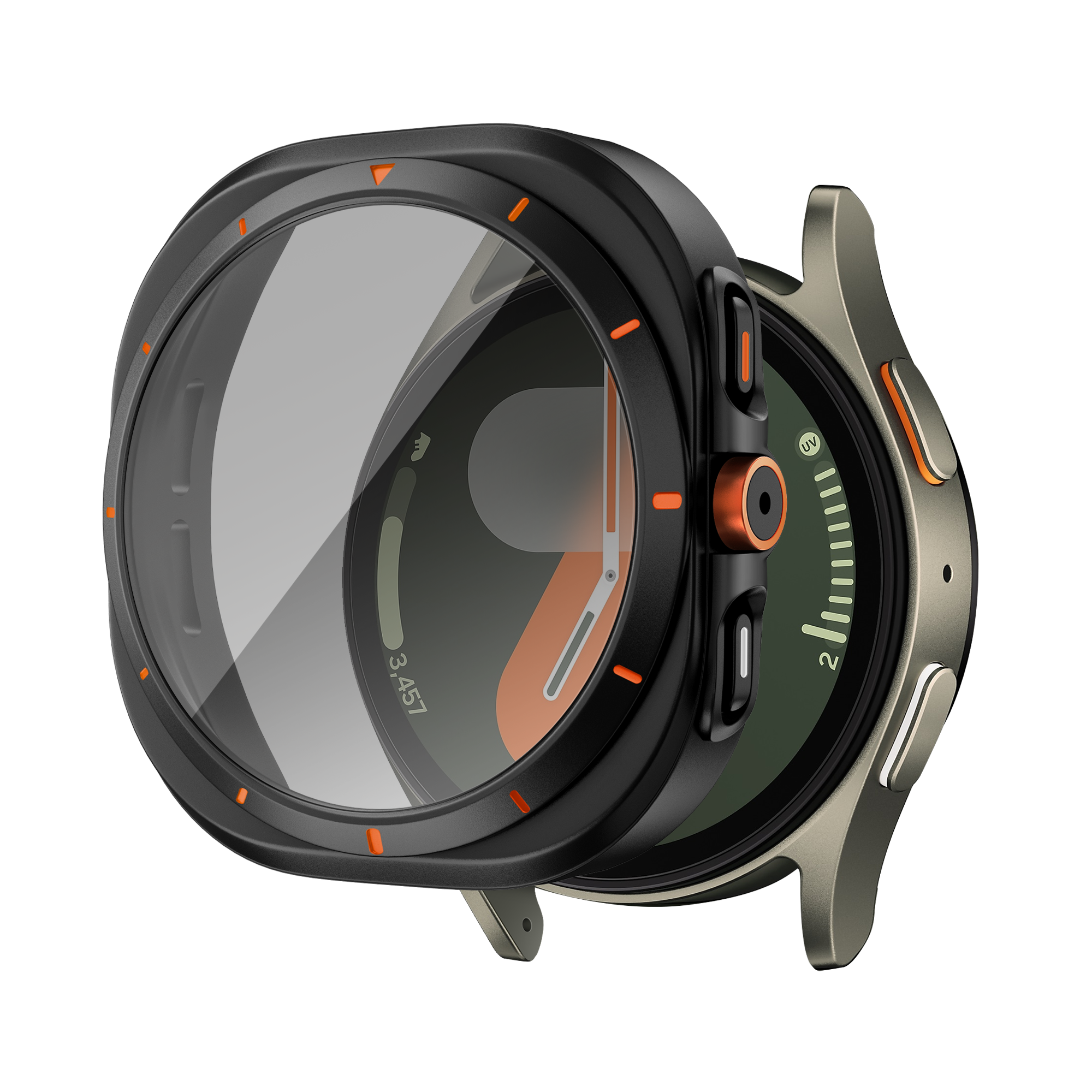 Bandz Funda de PC cuadrada con vidrio Samsung Galaxy Watch 7 - 44 mm (negro)