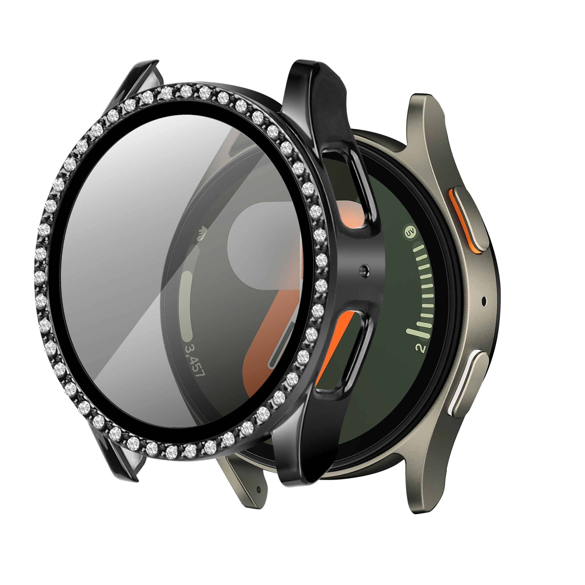 Funda diamante con vidrio Samsung Galaxy Watch 7 - 40mm (negro)
