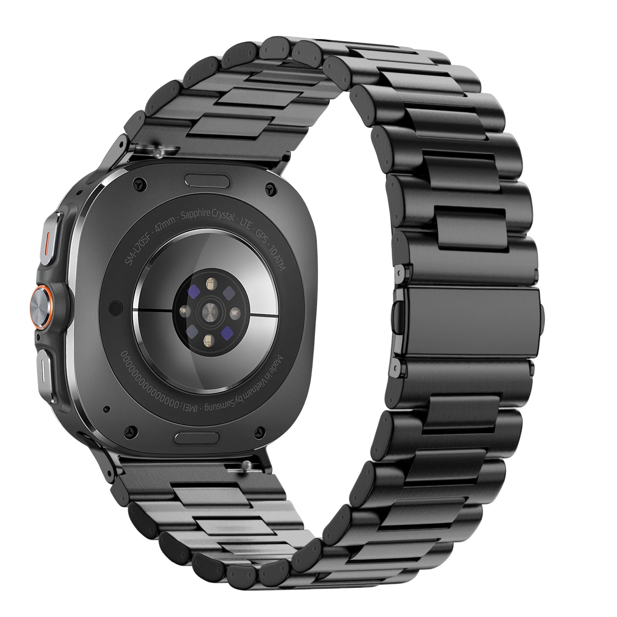 Bandz Samsung Galaxy Watch Ultra stalen schakel band 'Deluxe' (zwart)