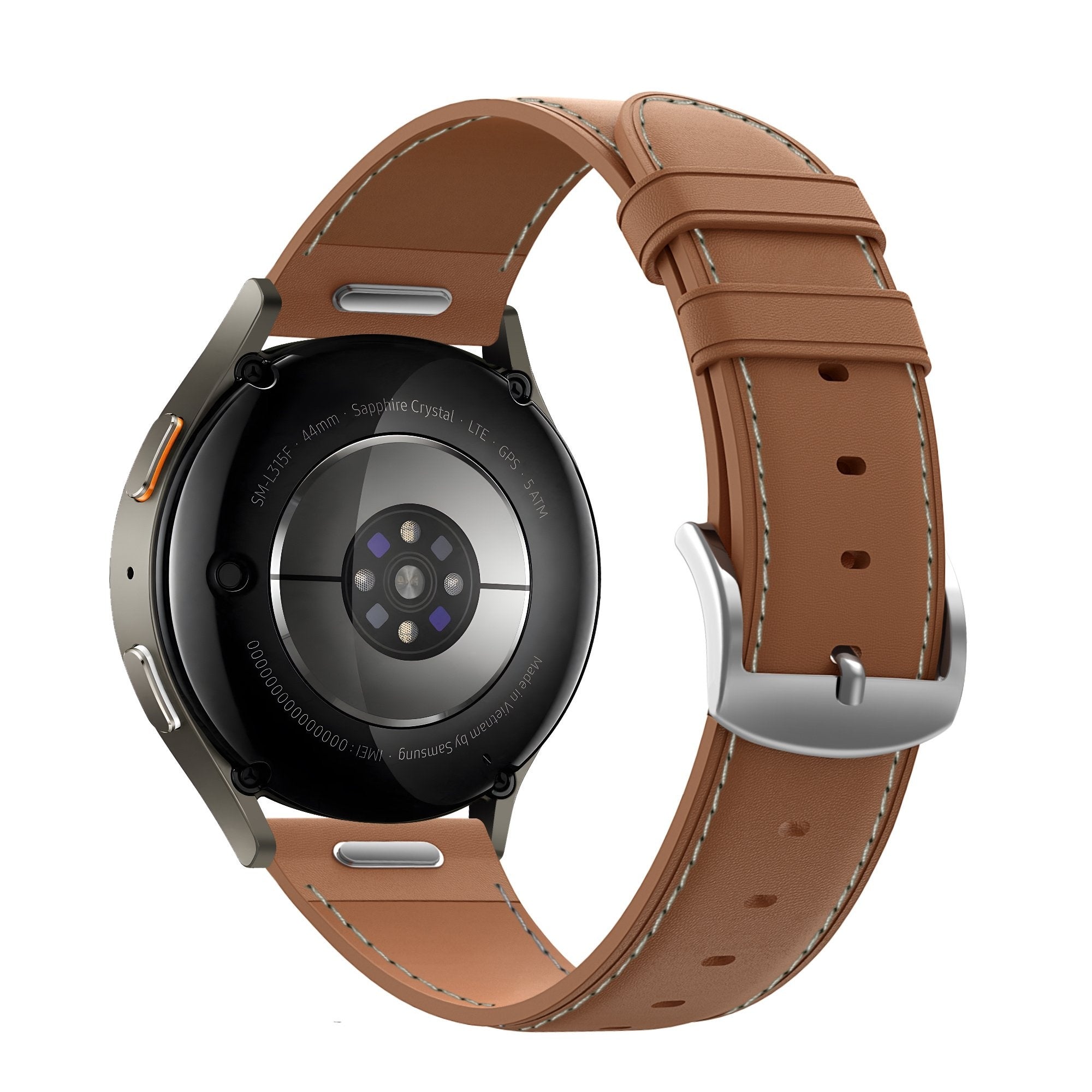 Bandz Samsung Galaxy Watch 4 - 44mm Leather Strap 'Easy Fit' (Brown)