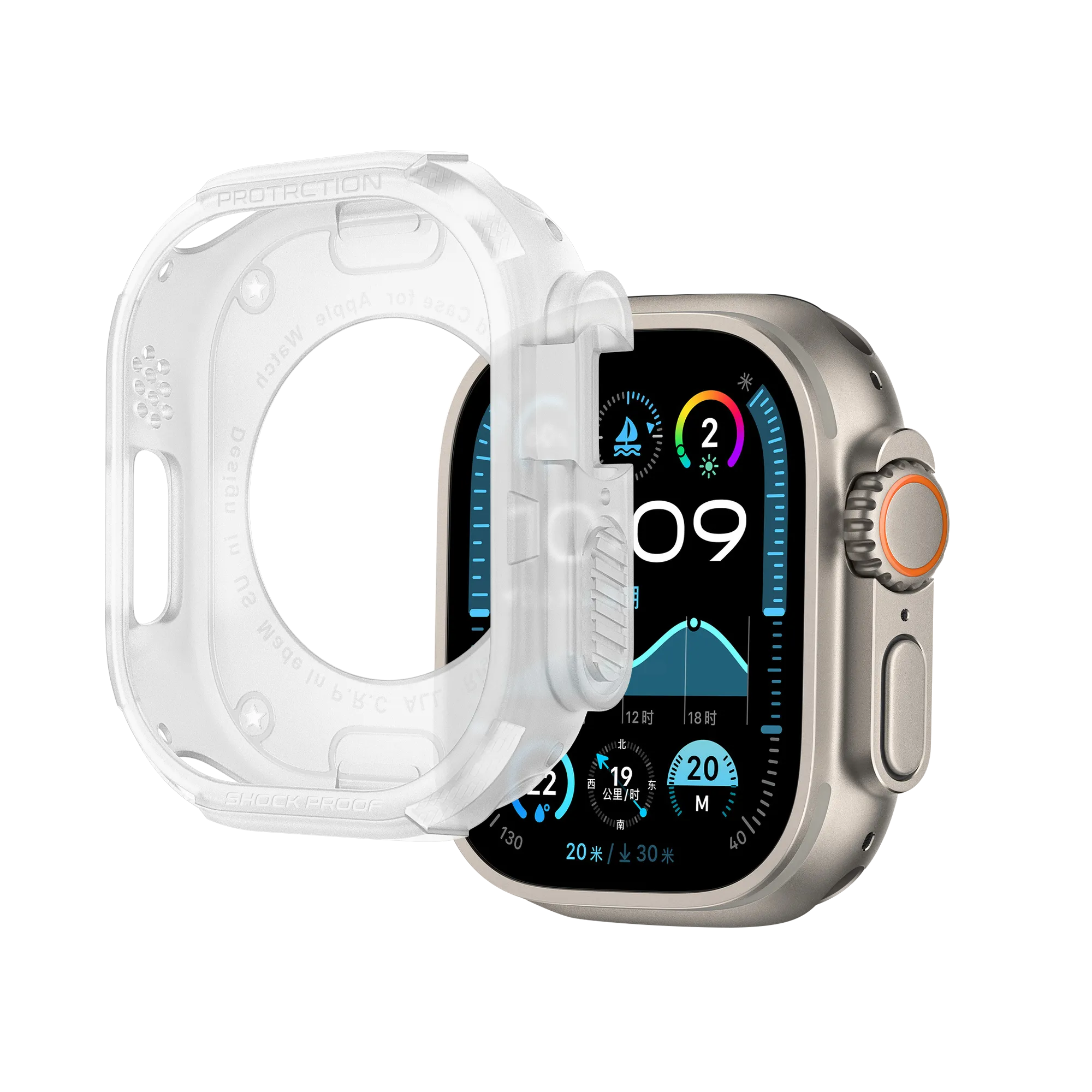 Bandz Apple Watch Ultra - 49mm robuust TPU hoesje (transparant)