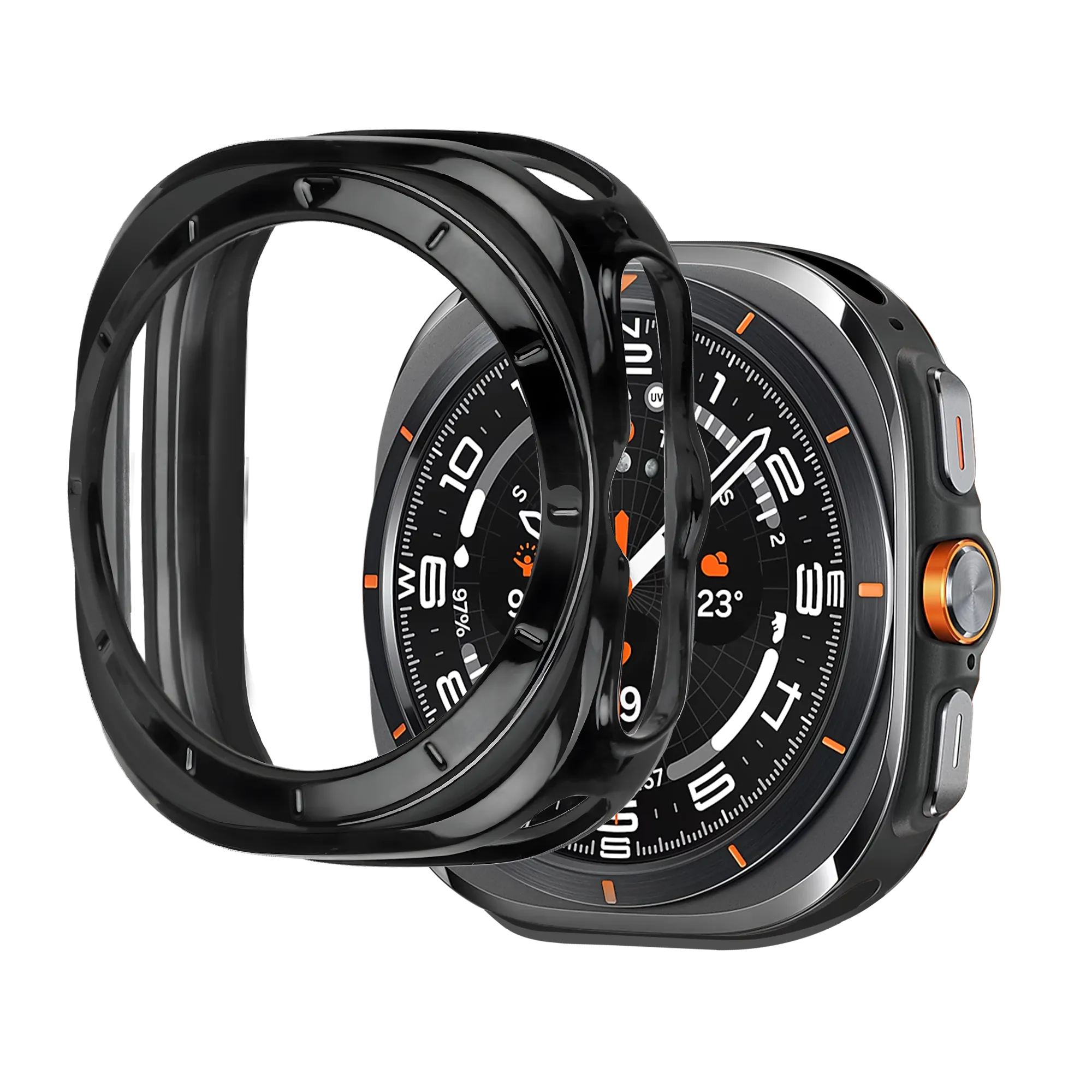 Bandz Samsung Galaxy Watch Ultra gegalvaniseerd TPU hoesje (zwart)