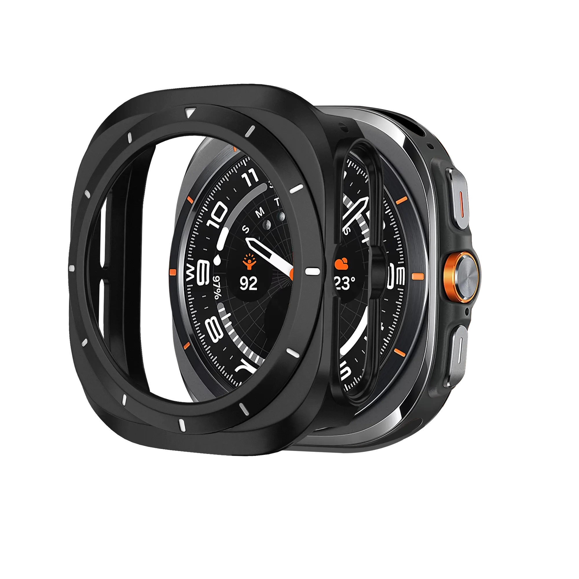 Bandz Samsung Galaxy Watch Ultra bezel PC hoesje (zwart met wit)