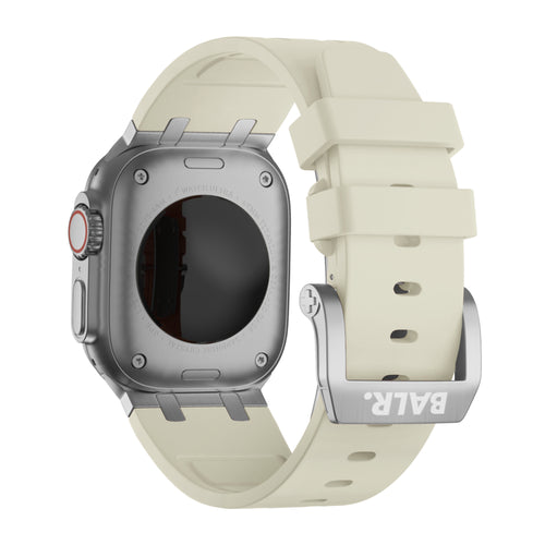 BALR Apple Watch Ultra liquid siliconen band (beige/zilver)